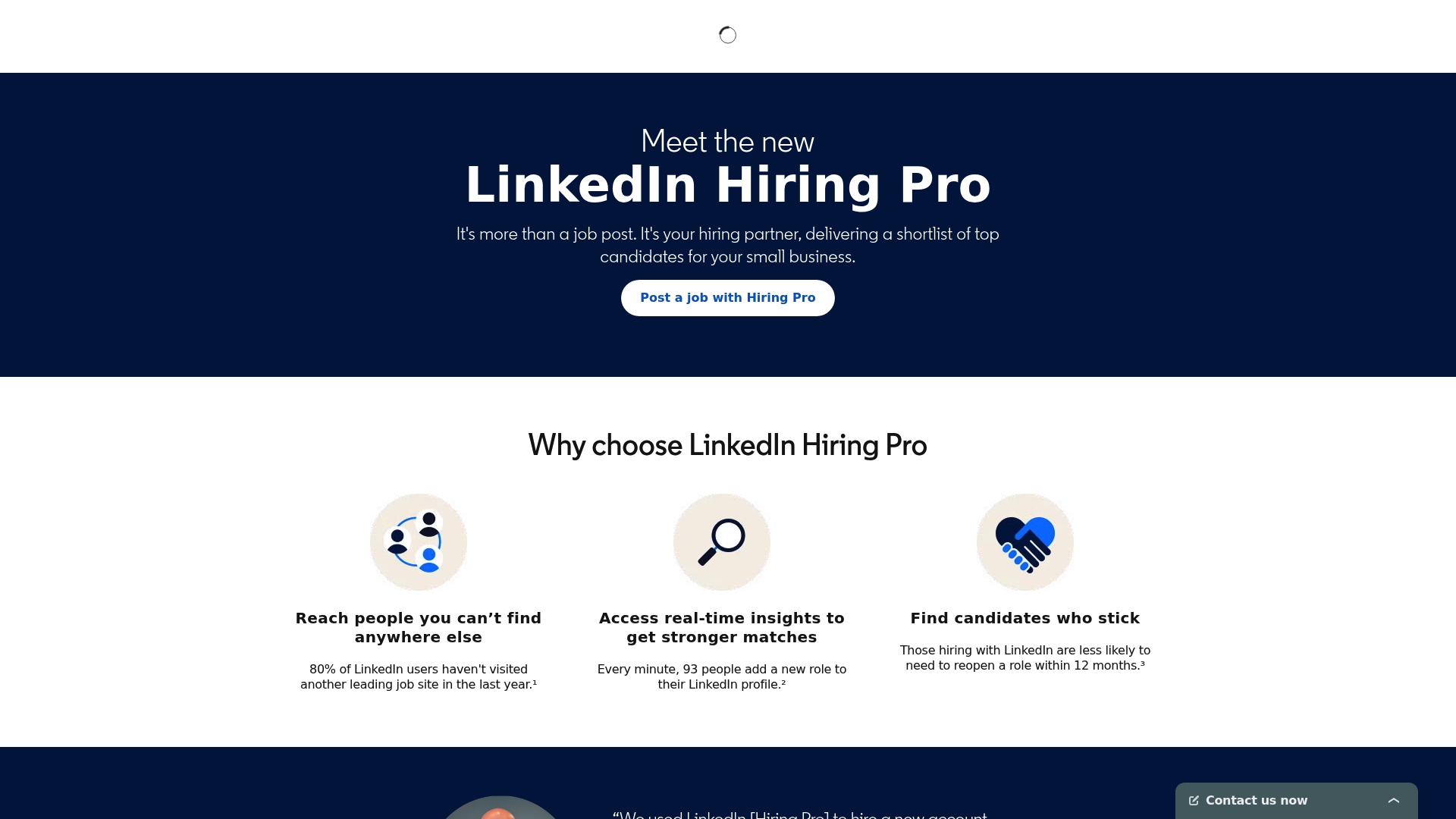 LinkedIn sponsor landing page advertised on The Rich Eisen Show