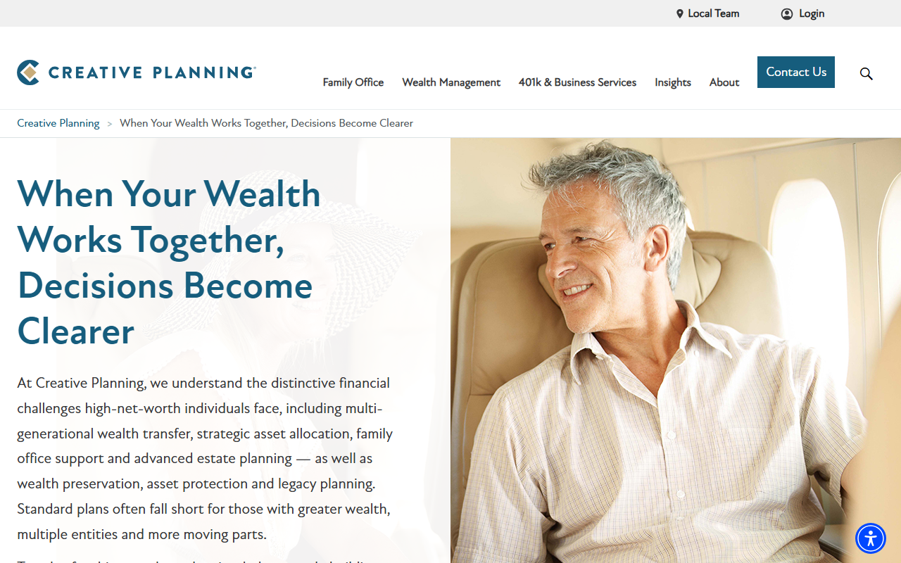 Creative Planning sponsor landing page advertised on Masters of Scale