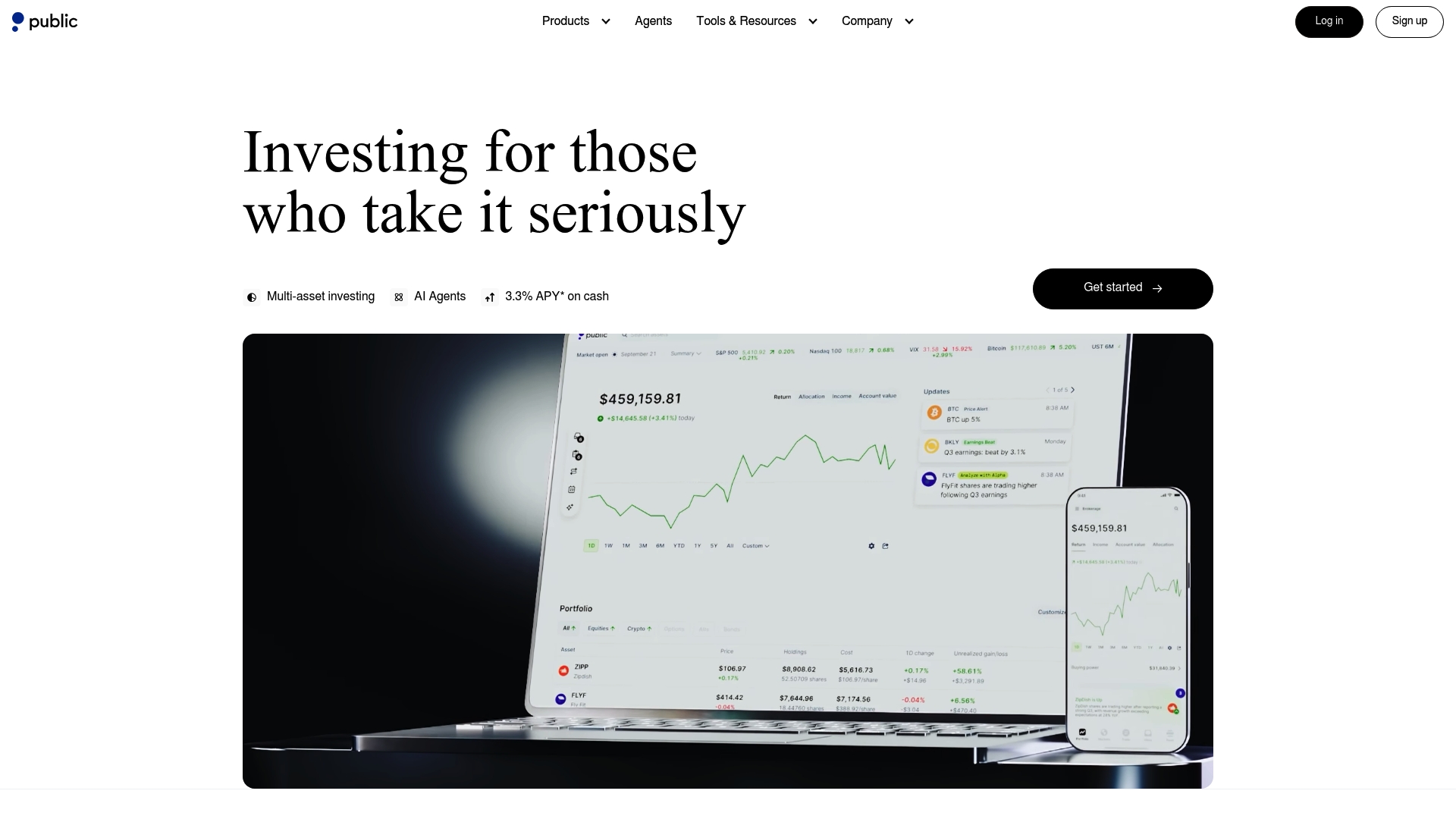Public.com sponsor landing page advertised on Technology Brothers