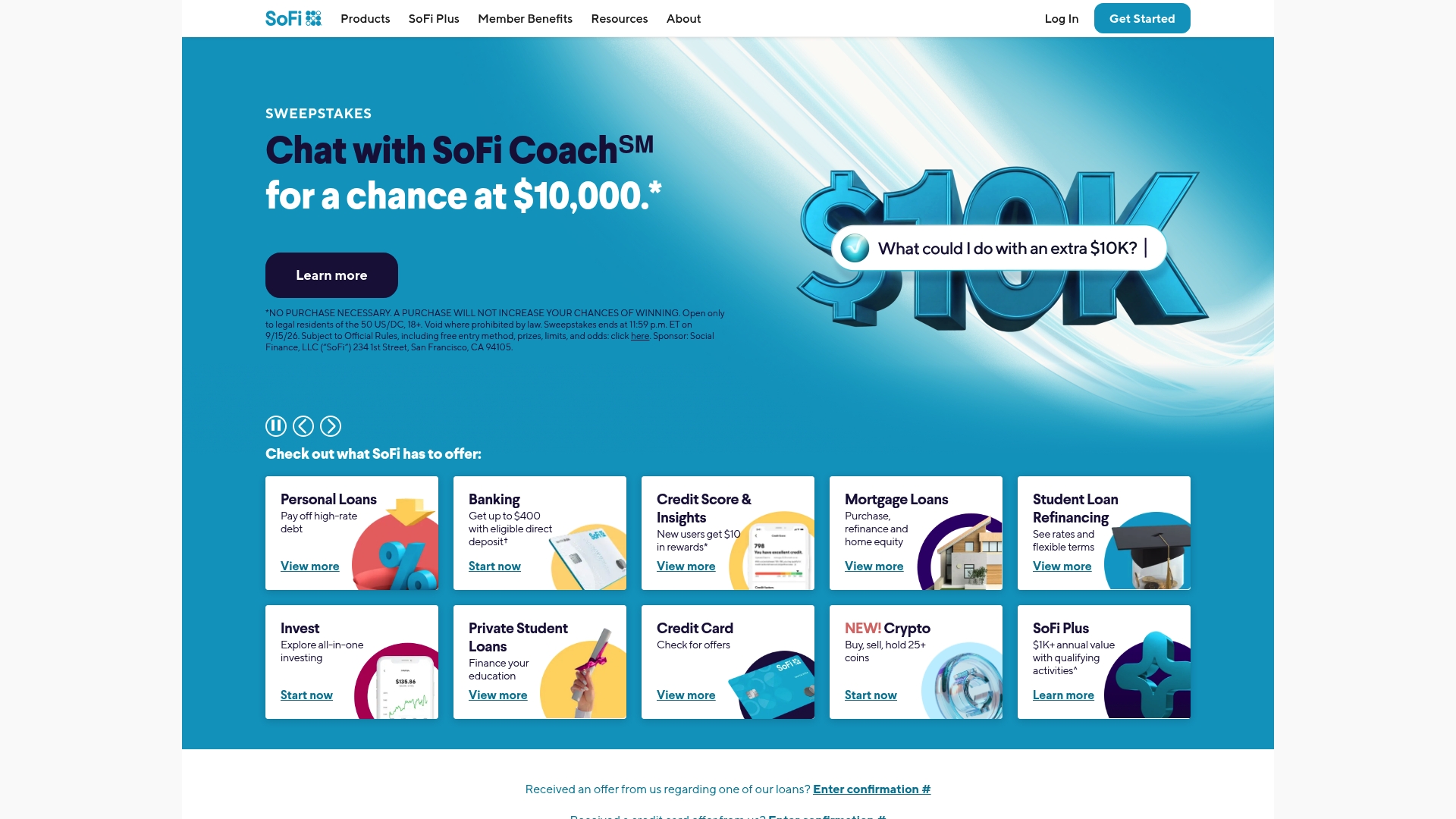 SoFi sponsor landing page advertised on Armchair Expert with Dax Shepard