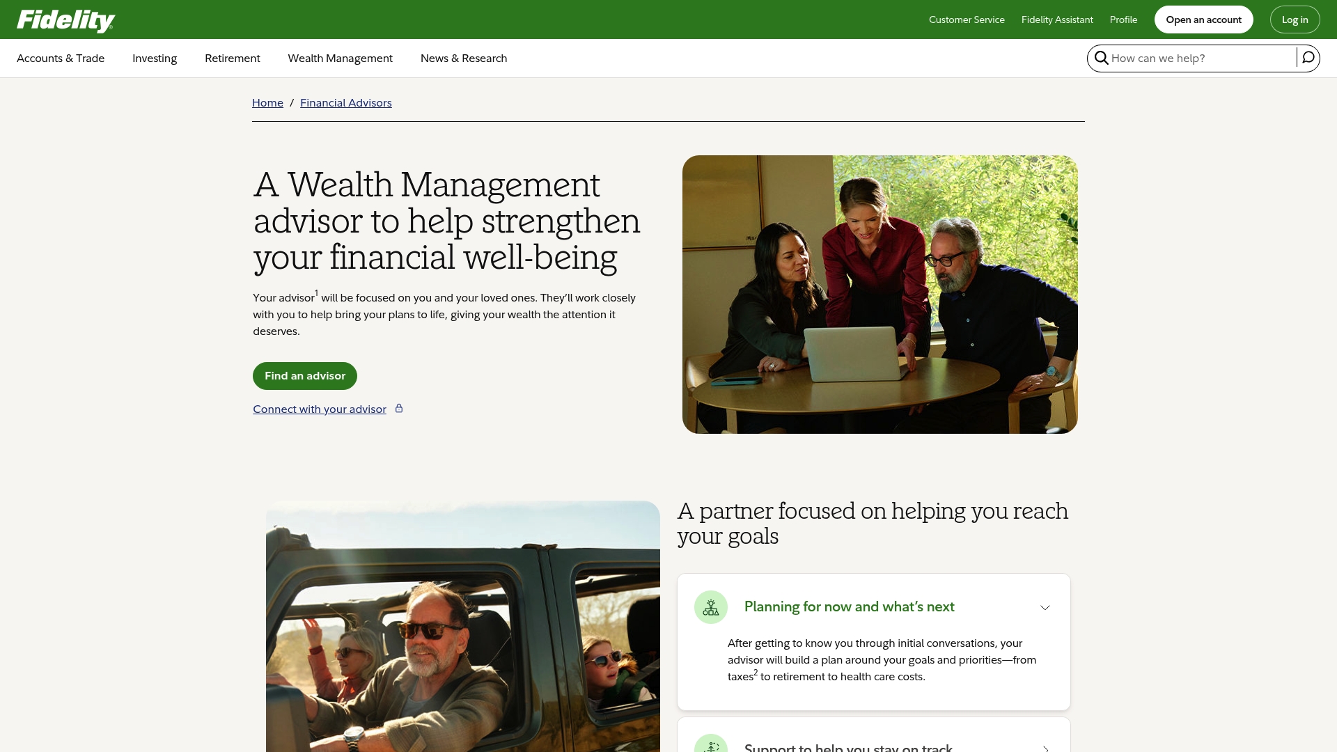 Fidelity sponsor landing page advertised on What's Your Problem?