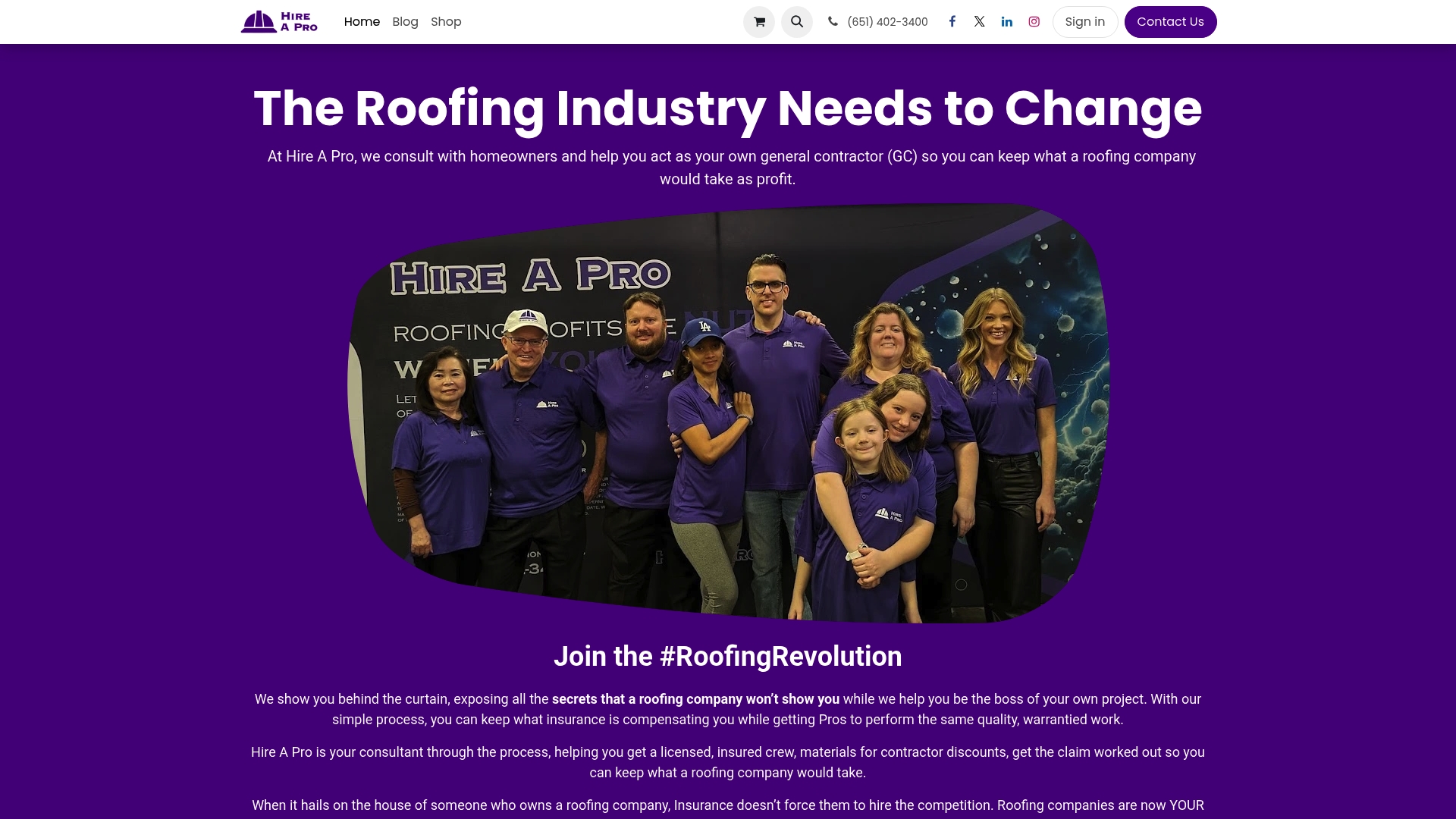HirePro sponsor landing page advertised on Garage Logic