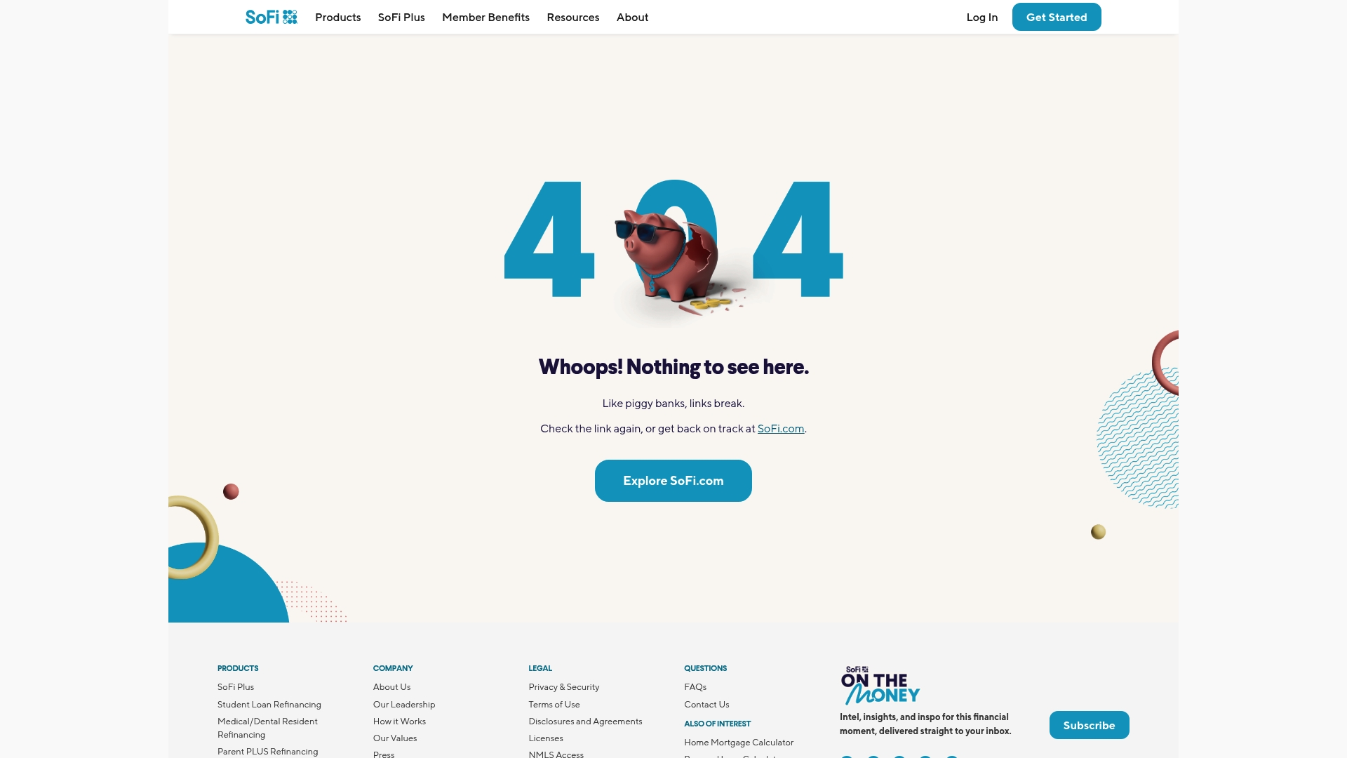 SoFi sponsor landing page advertised on PTI