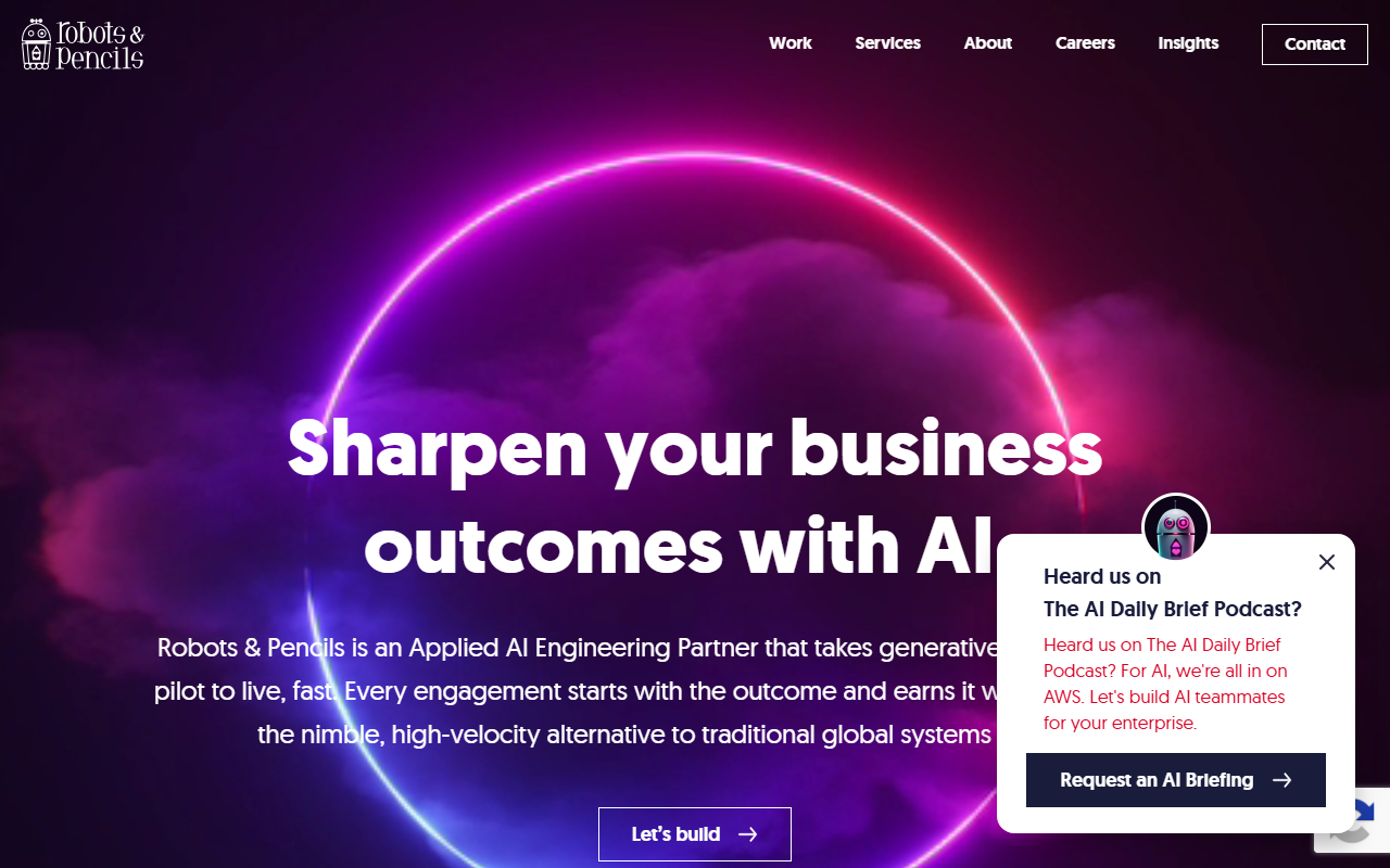Robots & Pencils sponsor landing page advertised on The AI Breakdown: Daily Artificial Intelligence News and Discussions