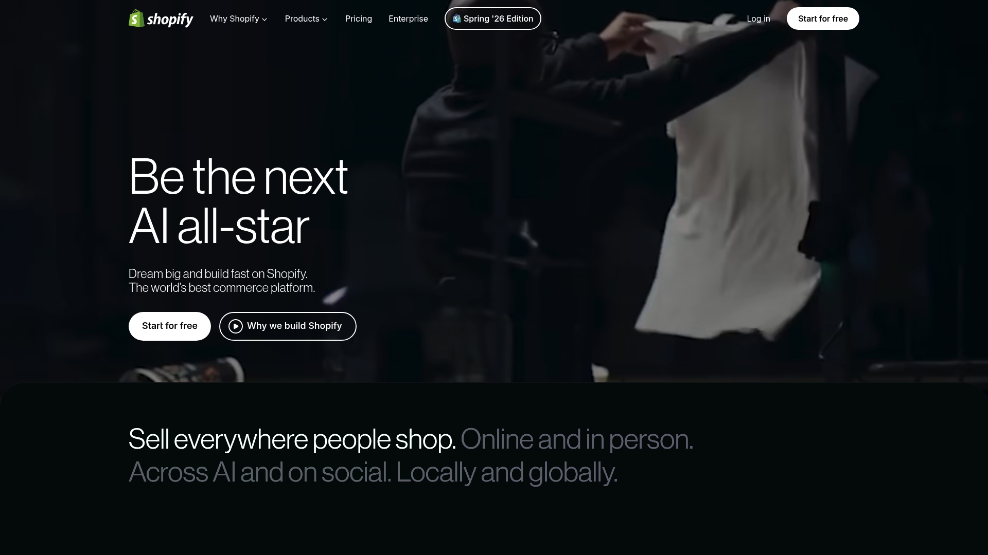Shopify sponsor landing page advertised on ESPN FC