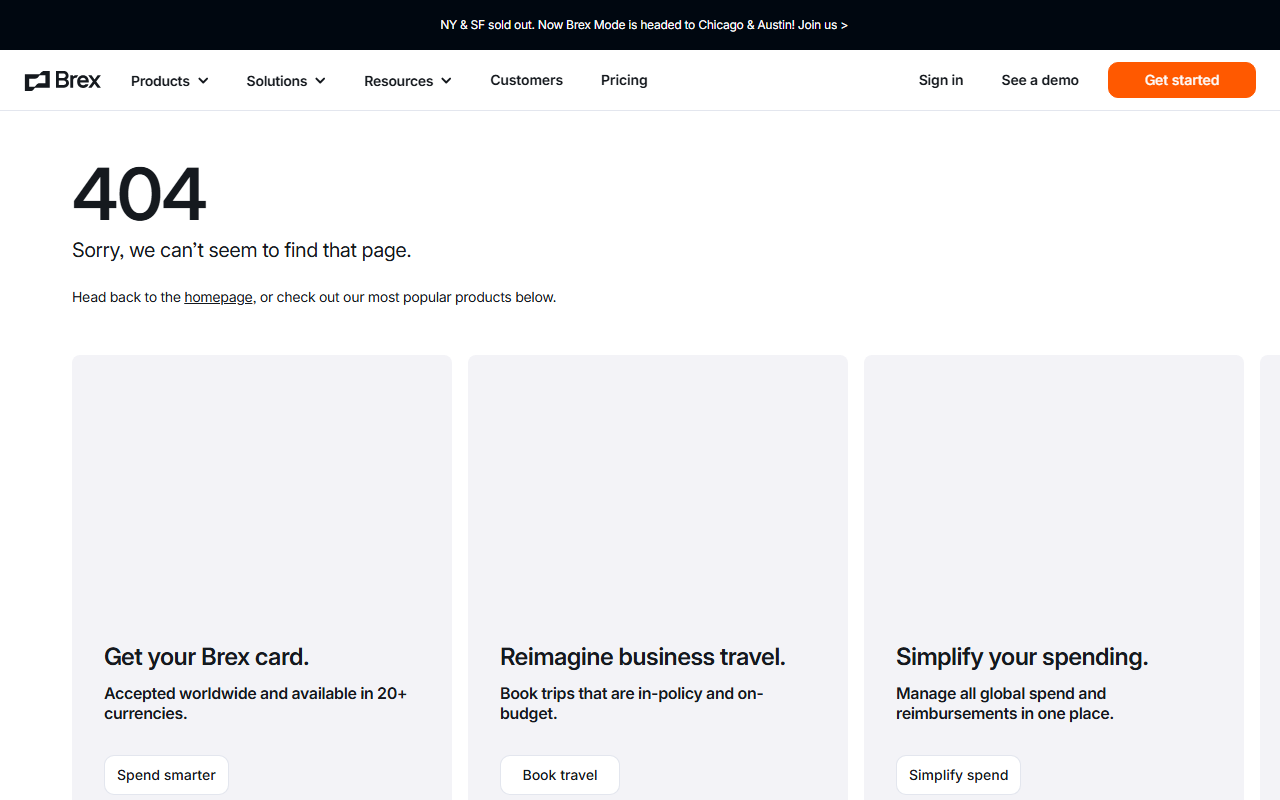 Brex sponsor landing page advertised on Sourcery