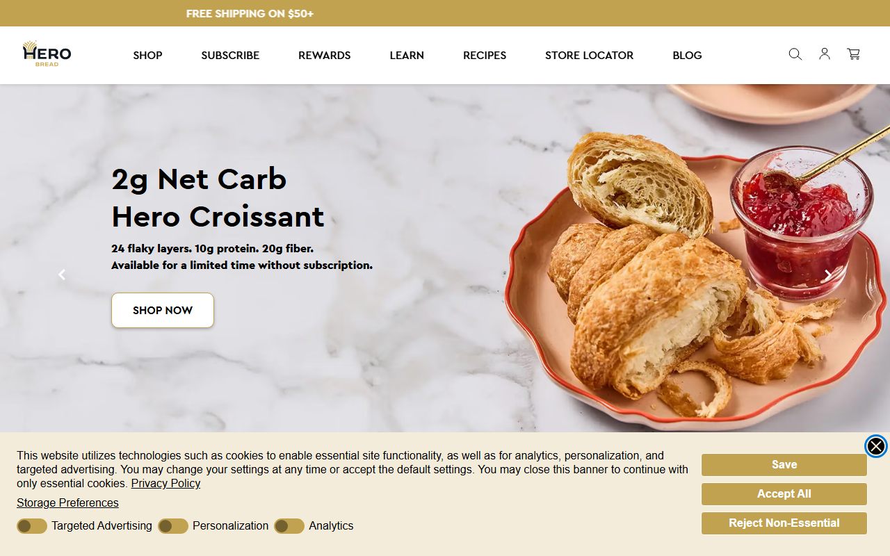 Hero Bread sponsor landing page advertised on It Could Happen Here