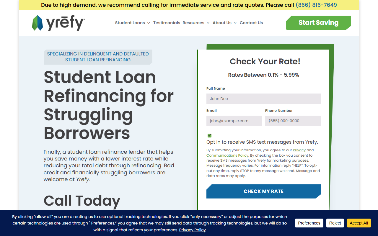 YREFI sponsor landing page advertised on The Charlie Kirk Show