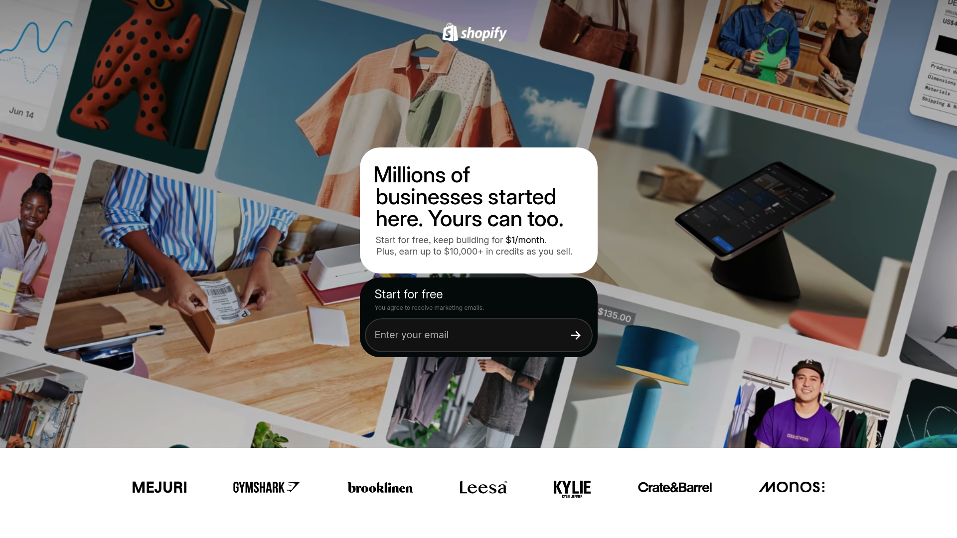 Shopify sponsor landing page advertised on Call Her Daddy