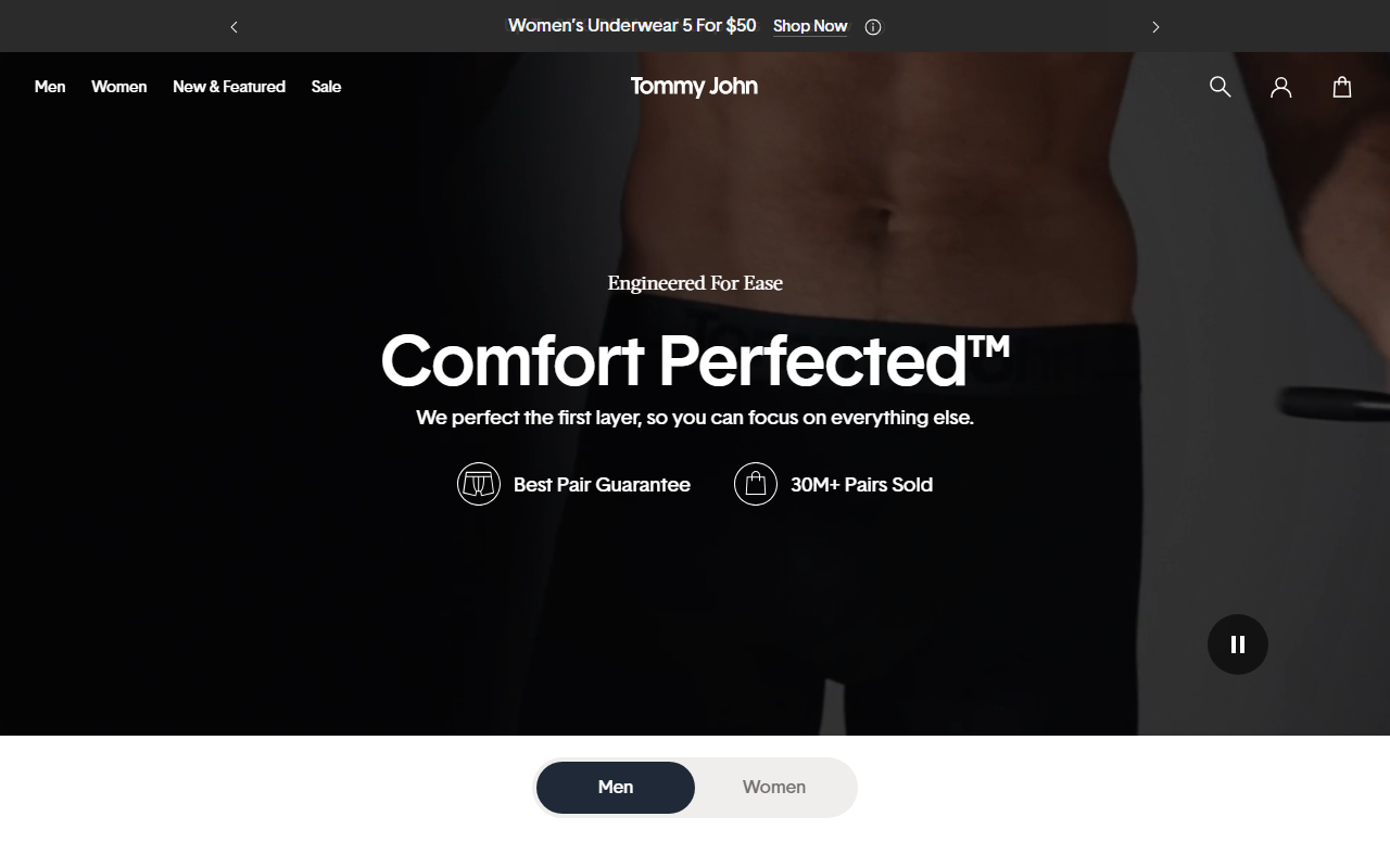 Tommy John sponsor landing page advertised on Pod Save America