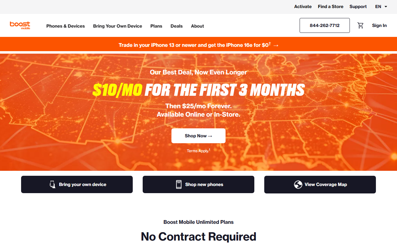 Boost Mobile sponsor landing page advertised on The Herd with Colin Cowherd