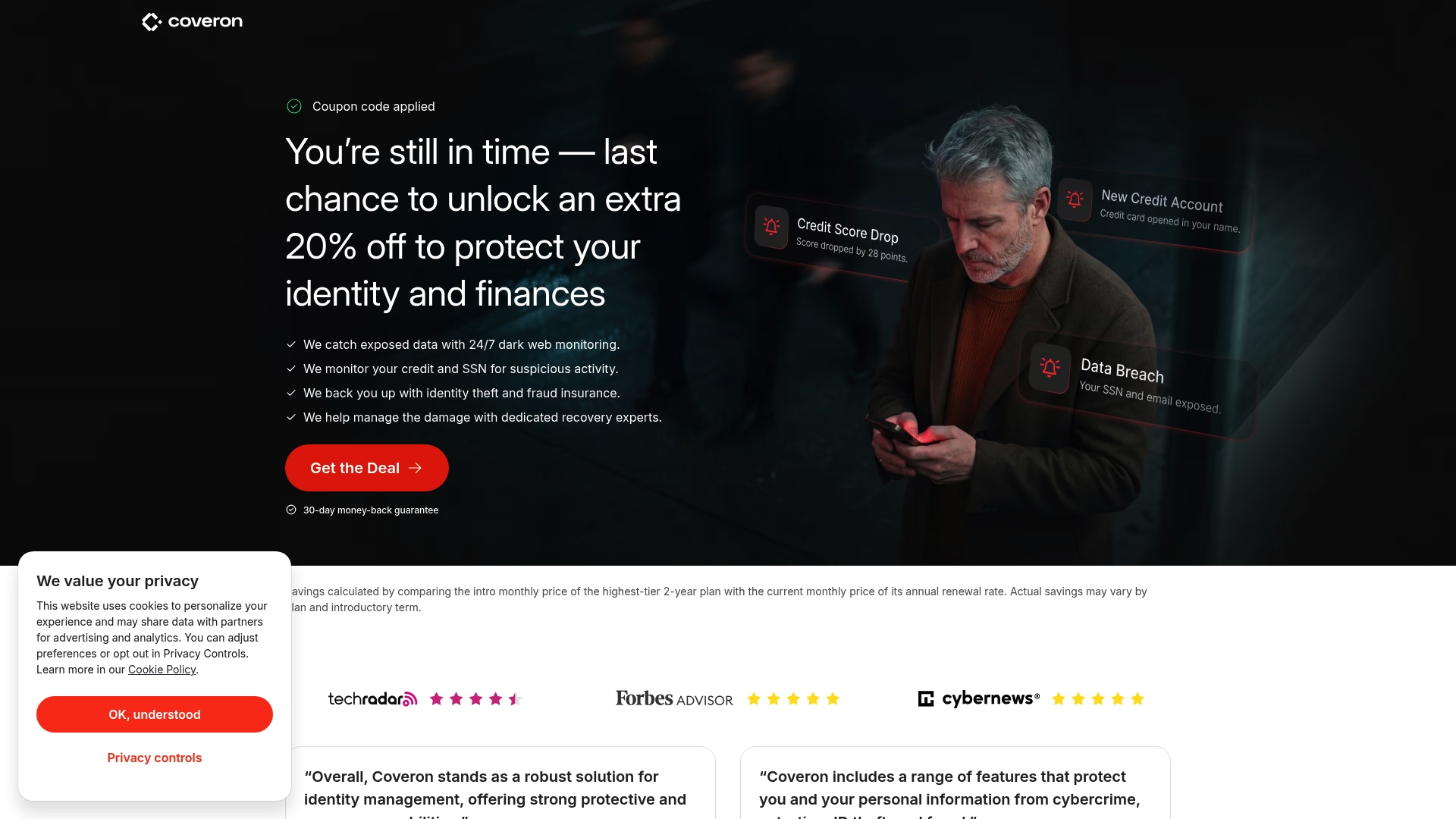 CoverOn sponsor landing page advertised on Mac Geek Gab — Apple Tips, Tricks, and Troubleshooting