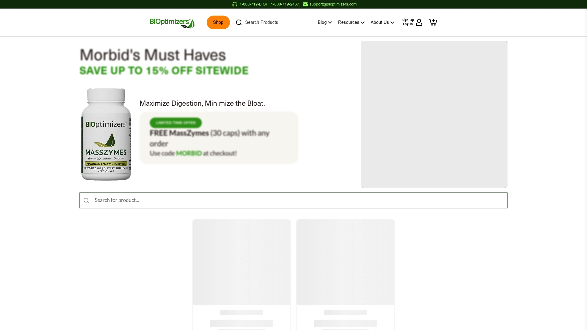 Bioptimizers sponsor landing page advertised on Morbid