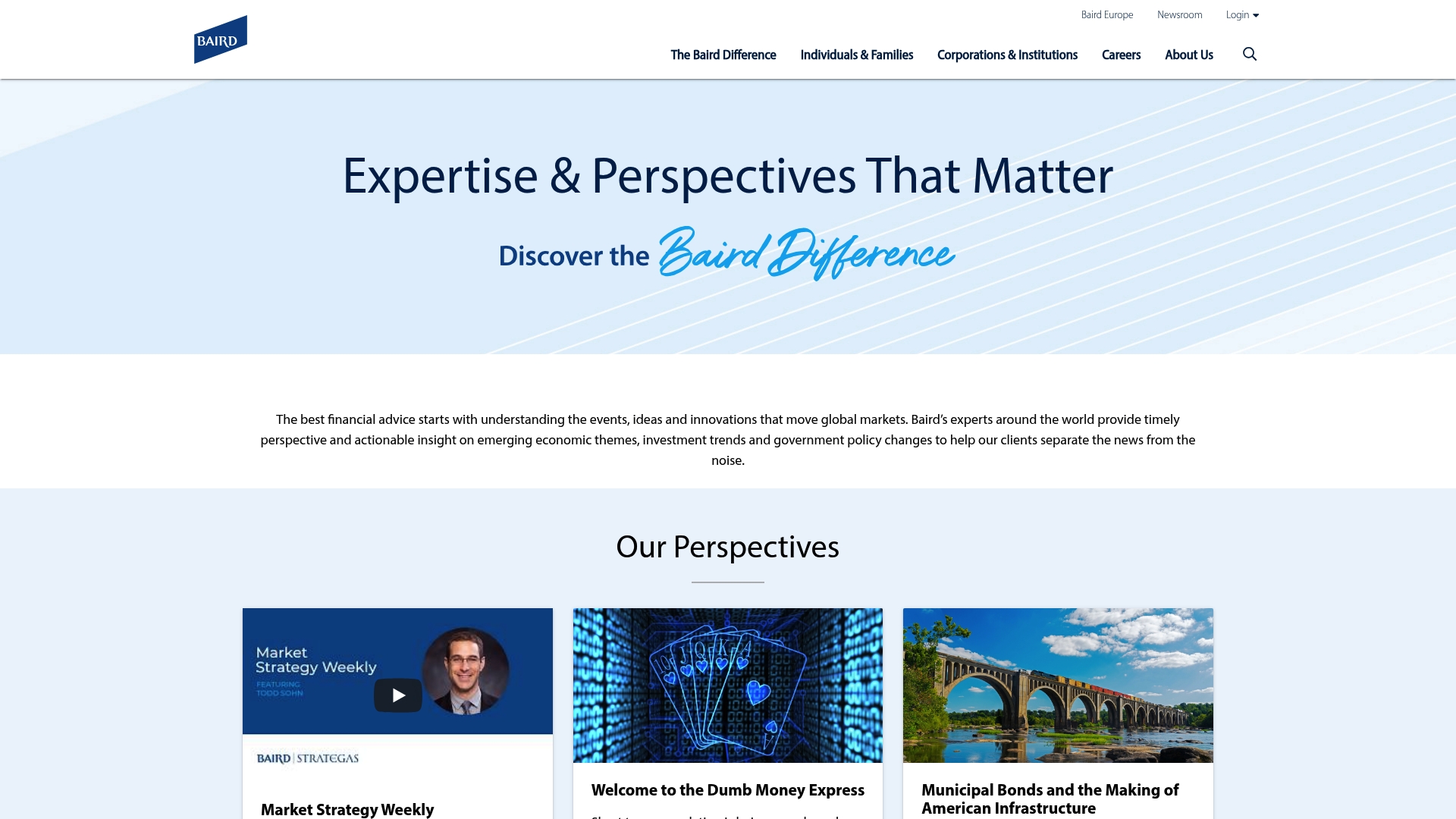 Baird sponsor landing page advertised on WSJ What’s News