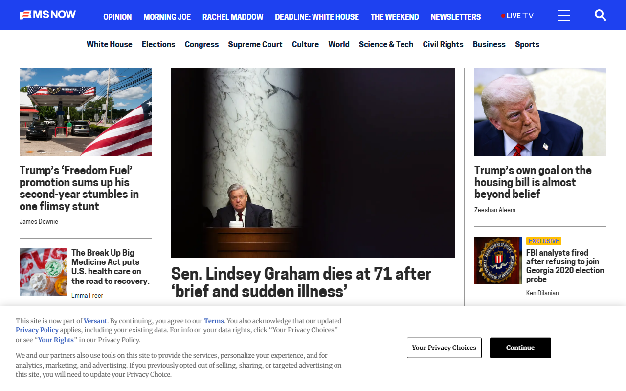 MSNOW sponsor landing page advertised on Morning Joe