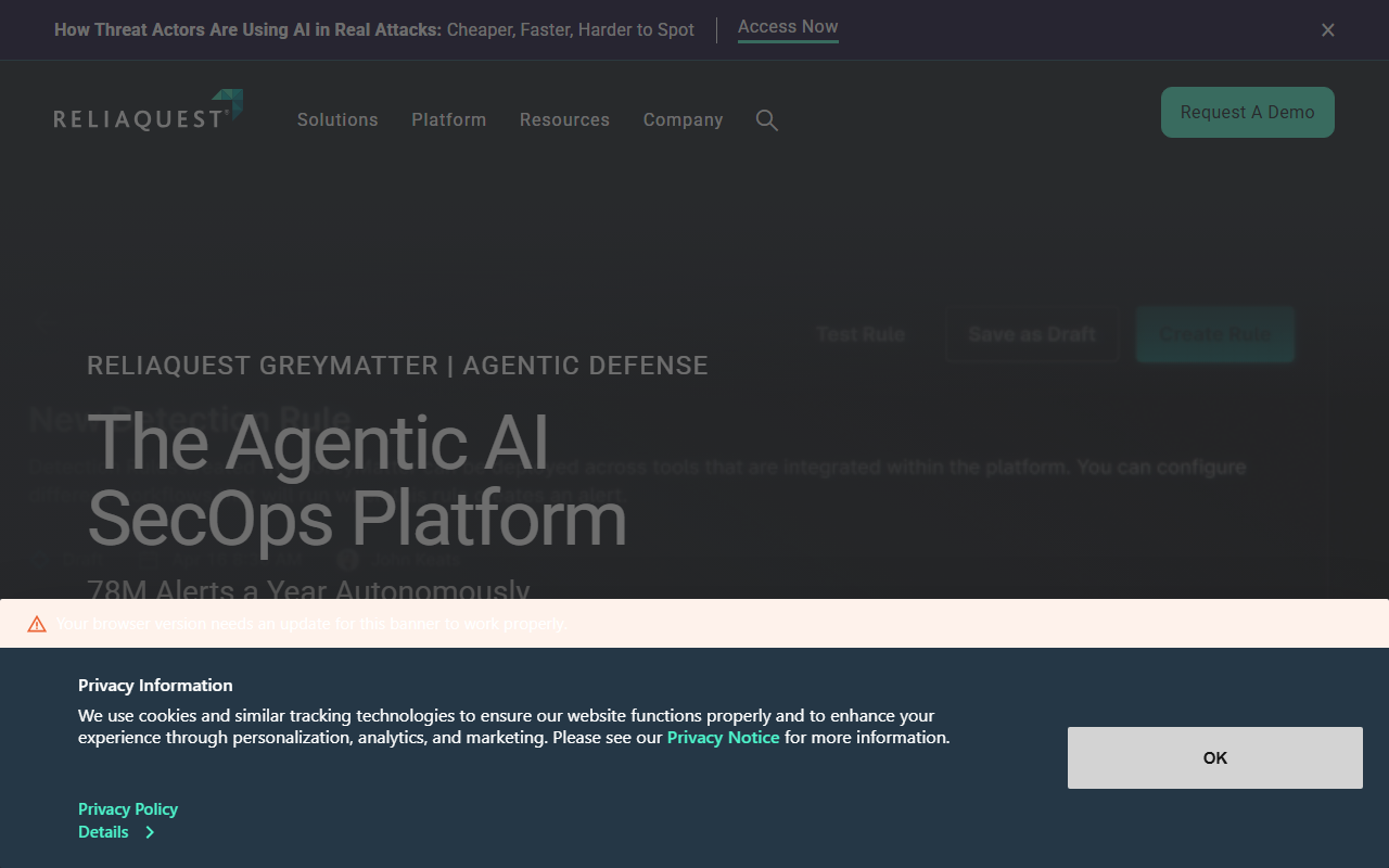 ReliaQuest sponsor landing page advertised on WSJ What’s News
