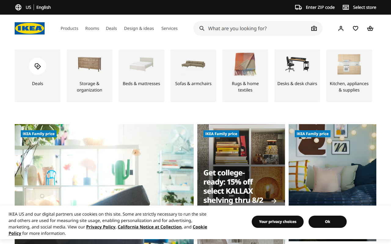 IKEA sponsor landing page advertised on Science Quickly