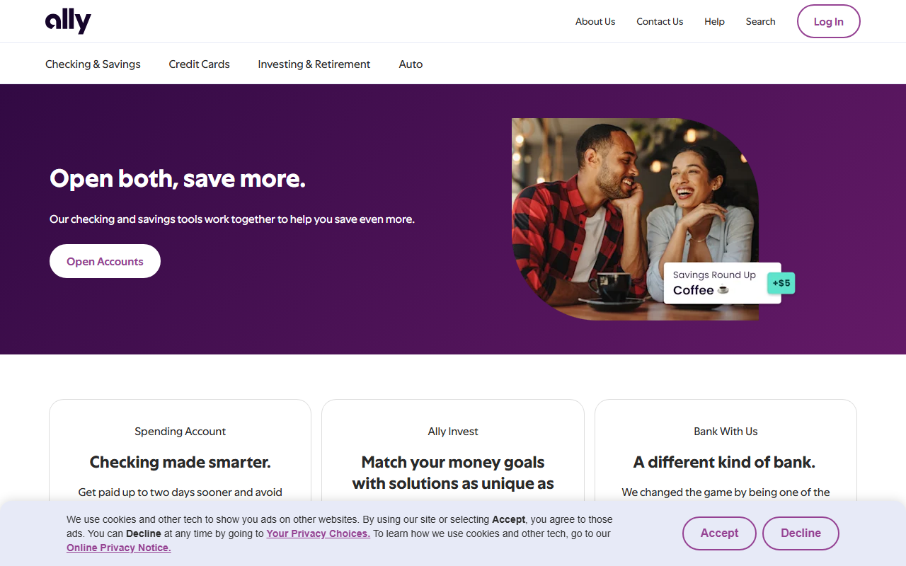 Ally Financial sponsor landing page advertised on Lore