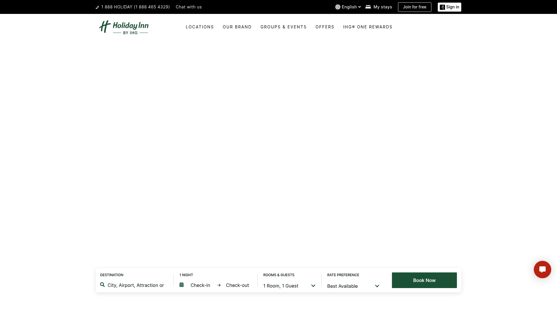 Holiday Inn sponsor landing page advertised on The Town with Matthew Belloni