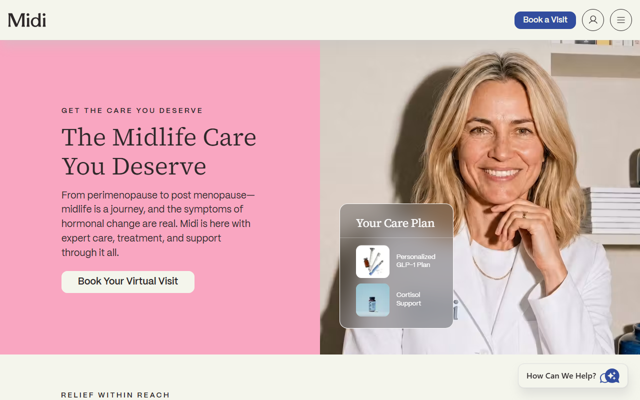 Midi Health sponsor landing page advertised on Life Kit