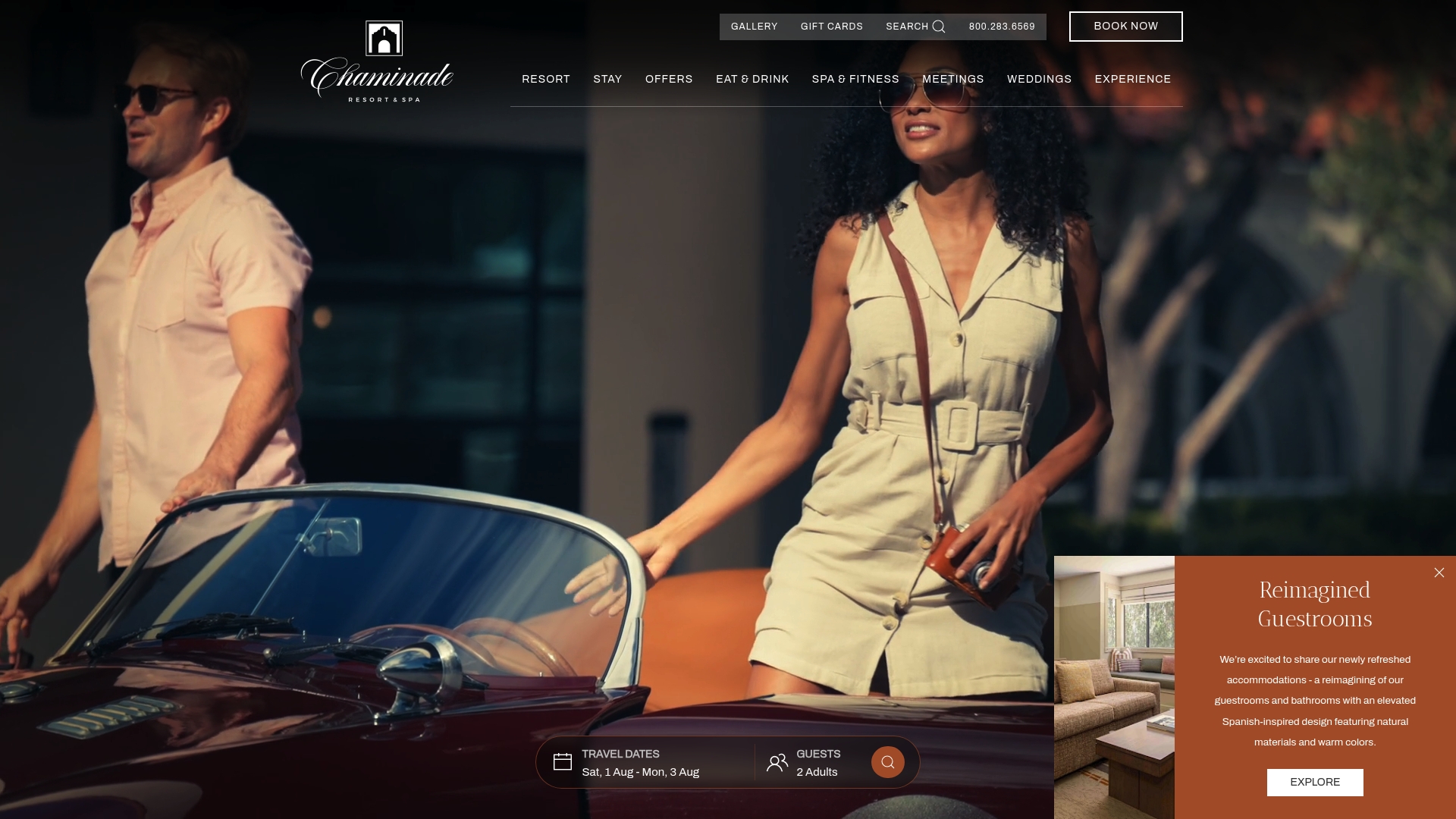 Chaminade Resort & Spa sponsor landing page advertised on History Daily