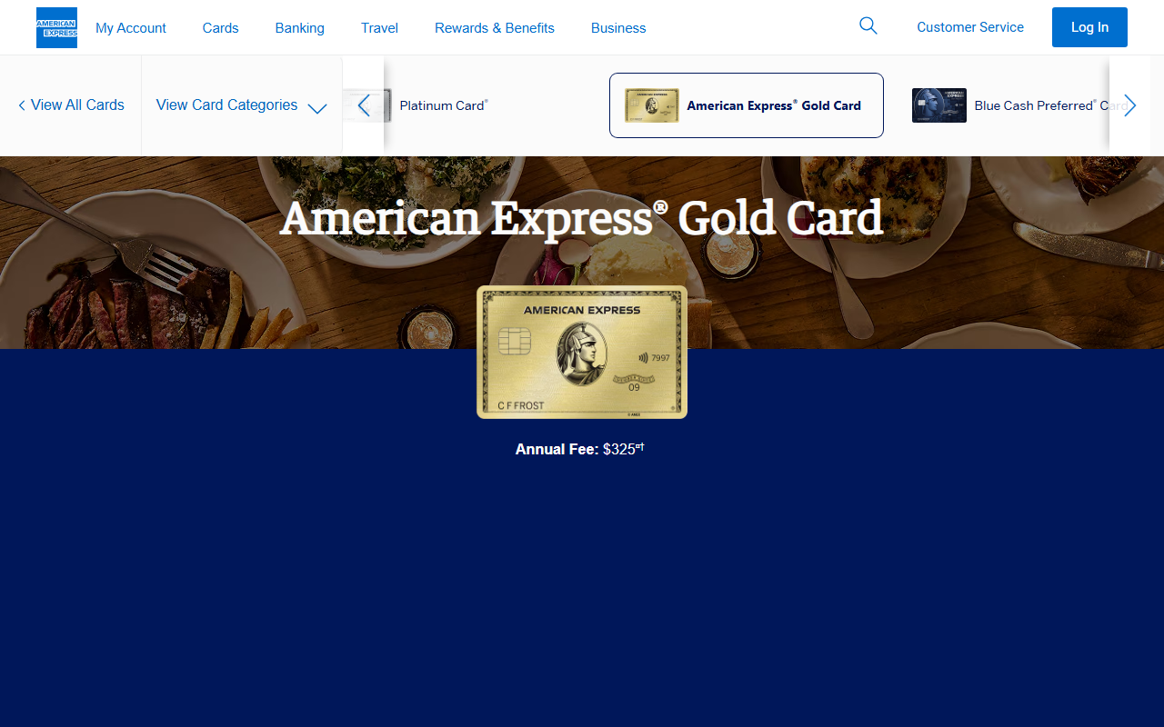 American Express sponsor landing page advertised on Absolutely Not