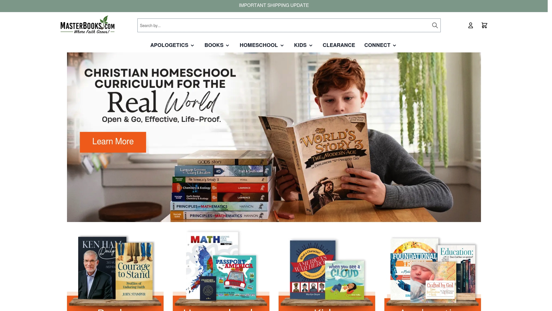 Masterbooks sponsor landing page advertised on Nat Theo Nature Lessons Rooted in the Bible