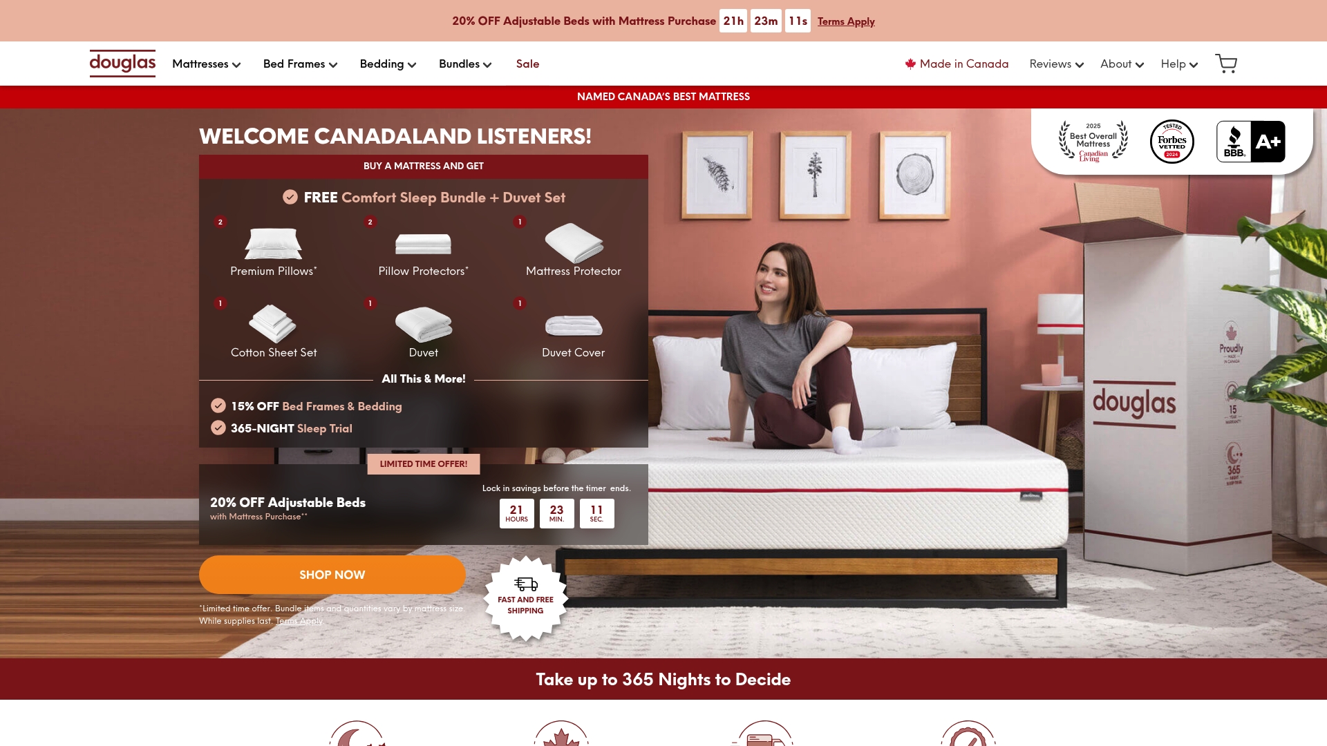 Douglas sponsor landing page advertised on CANADALAND