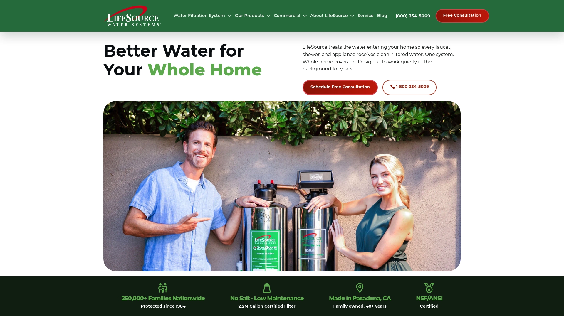 LifeSource Water sponsor landing page advertised on RedHanded