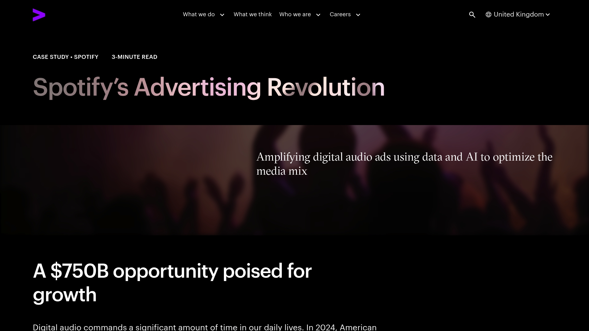 Accenture sponsor landing page advertised on The Rest Is Money