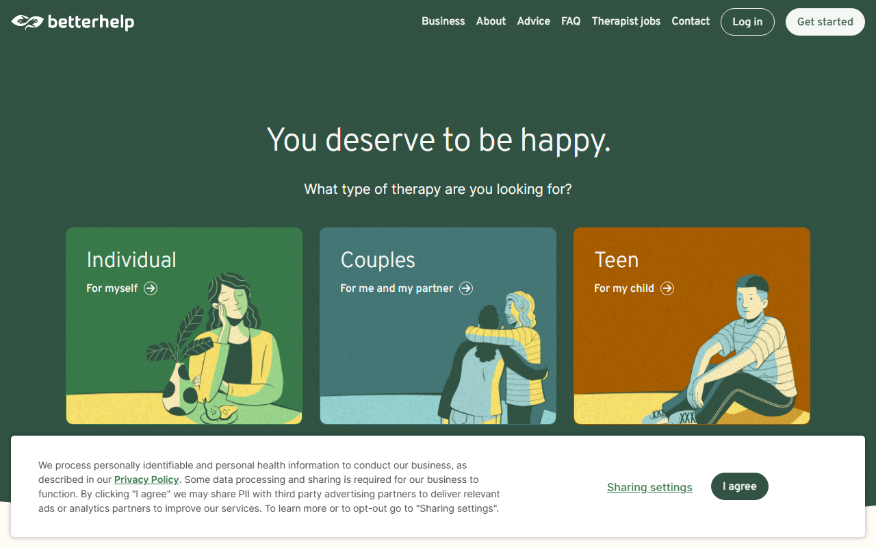 BetterHelp sponsor landing page advertised on All In with Chris Hayes