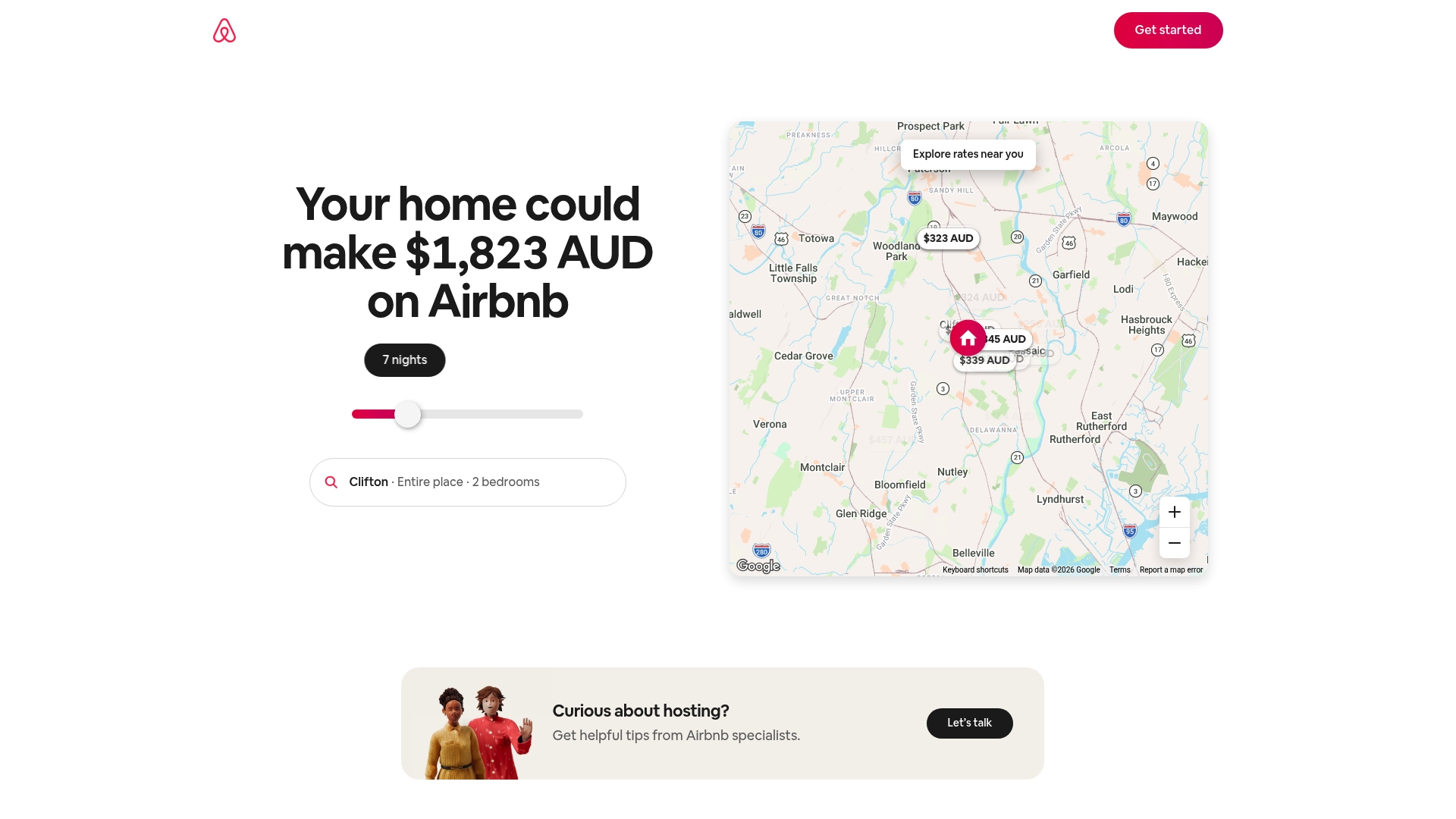 Airbnb sponsor landing page advertised on We Don't Have Time For This