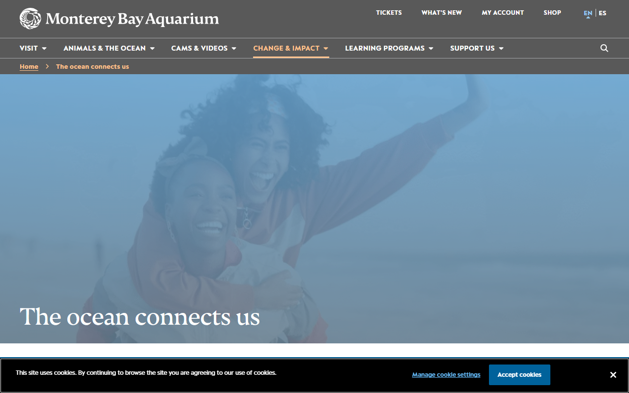 Monterey Bay Aquarium sponsor landing page advertised on Arseblog Arsecast, The Arsenal Podcast