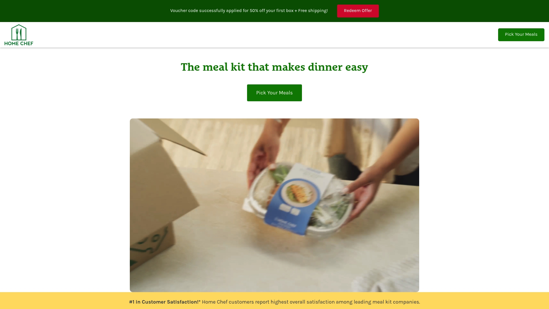 Home Chef sponsor landing page advertised on The NoSleep Podcast