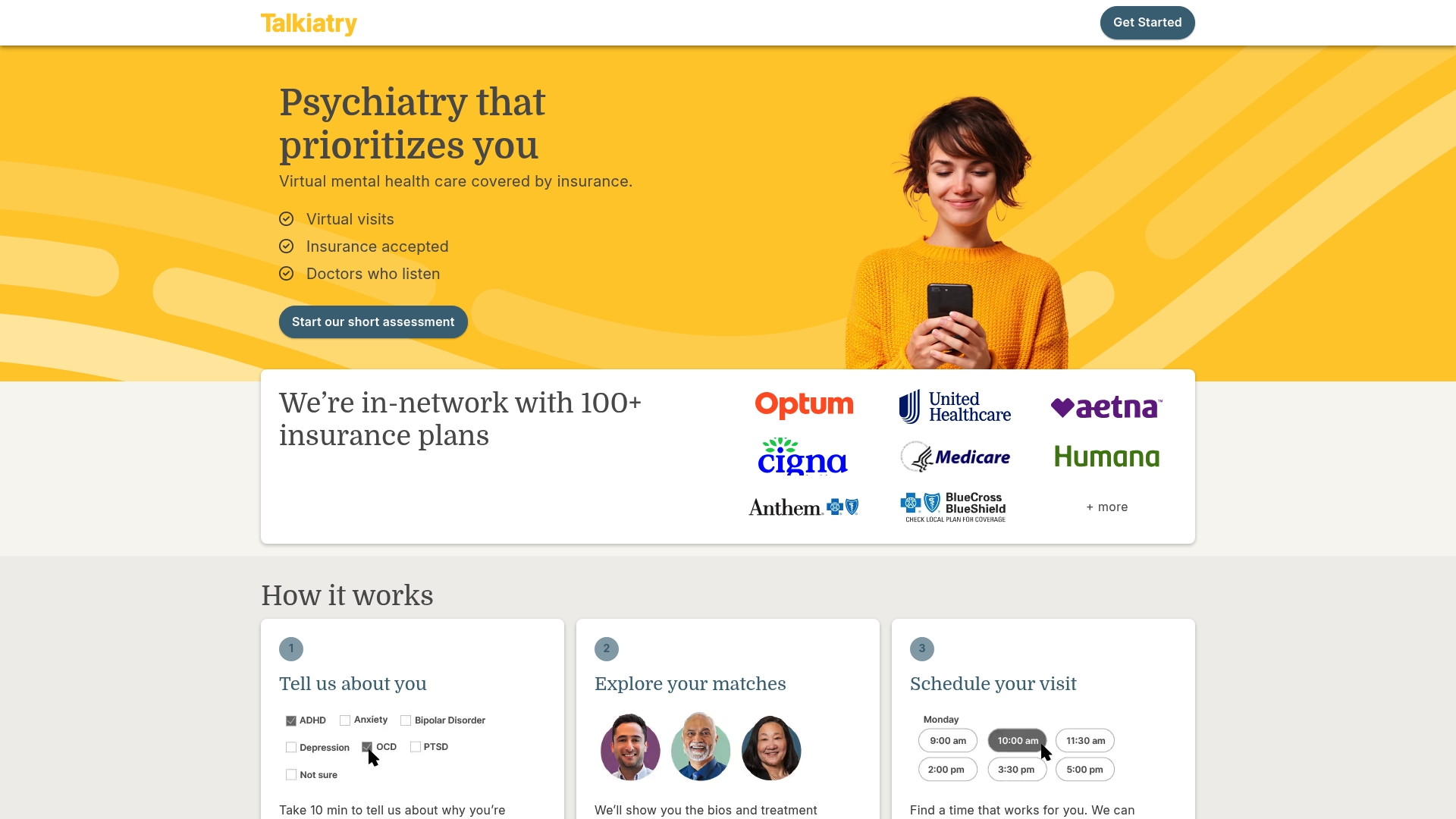 Talkiatry sponsor landing page advertised on Criminal