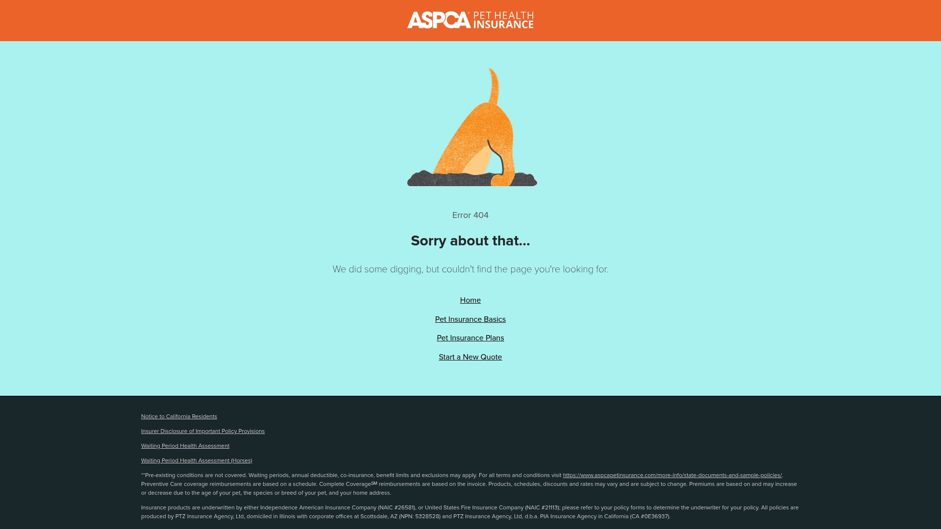 ASPCA Pet Health Insurance Program sponsor landing page advertised on Two Judgey Girls