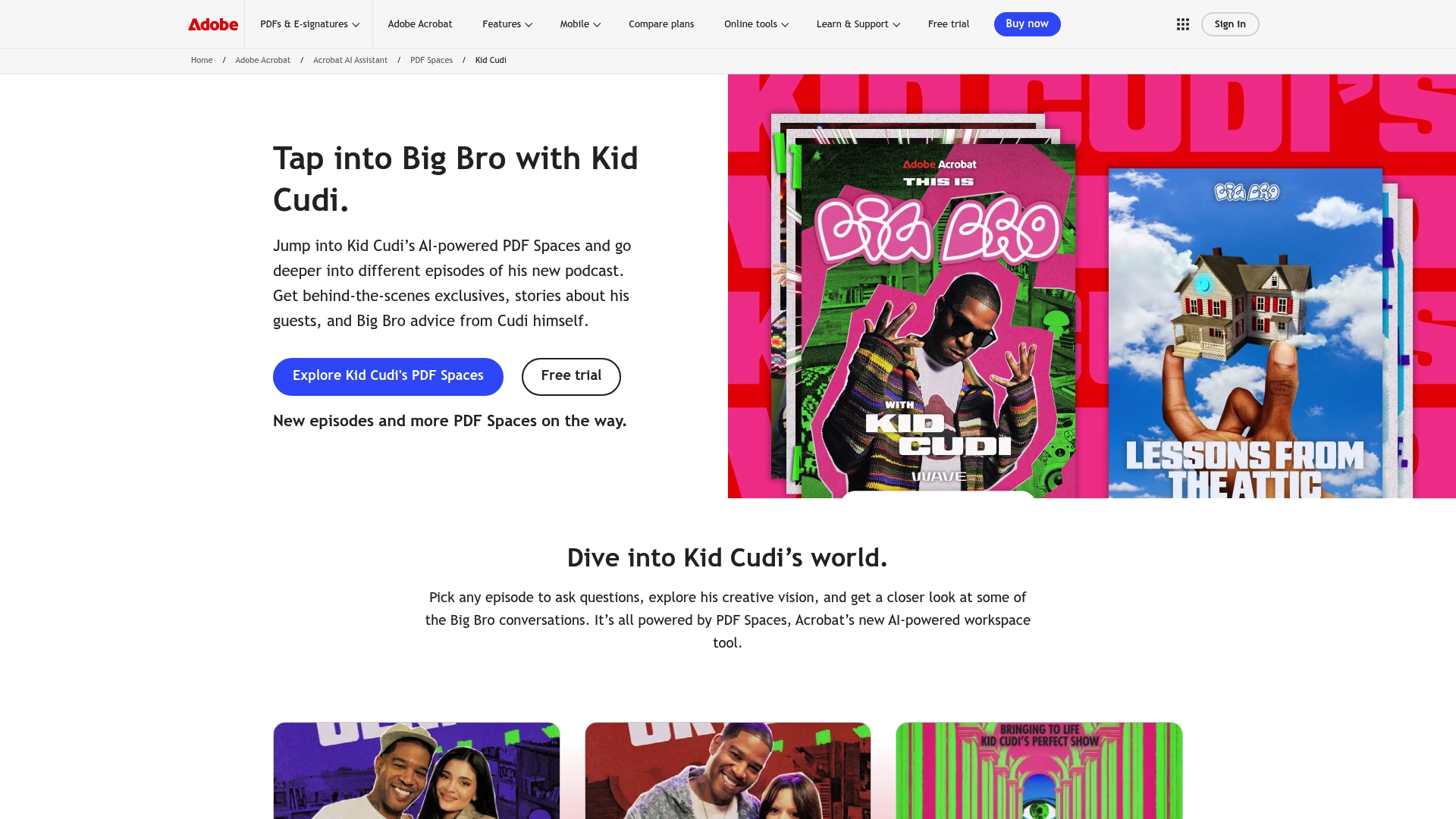 Adobe Acrobat sponsor landing page advertised on The Right Time with Bomani Jones