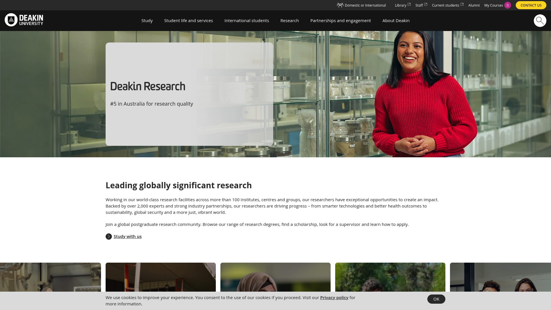 Deakin University sponsor landing page advertised on Inherited