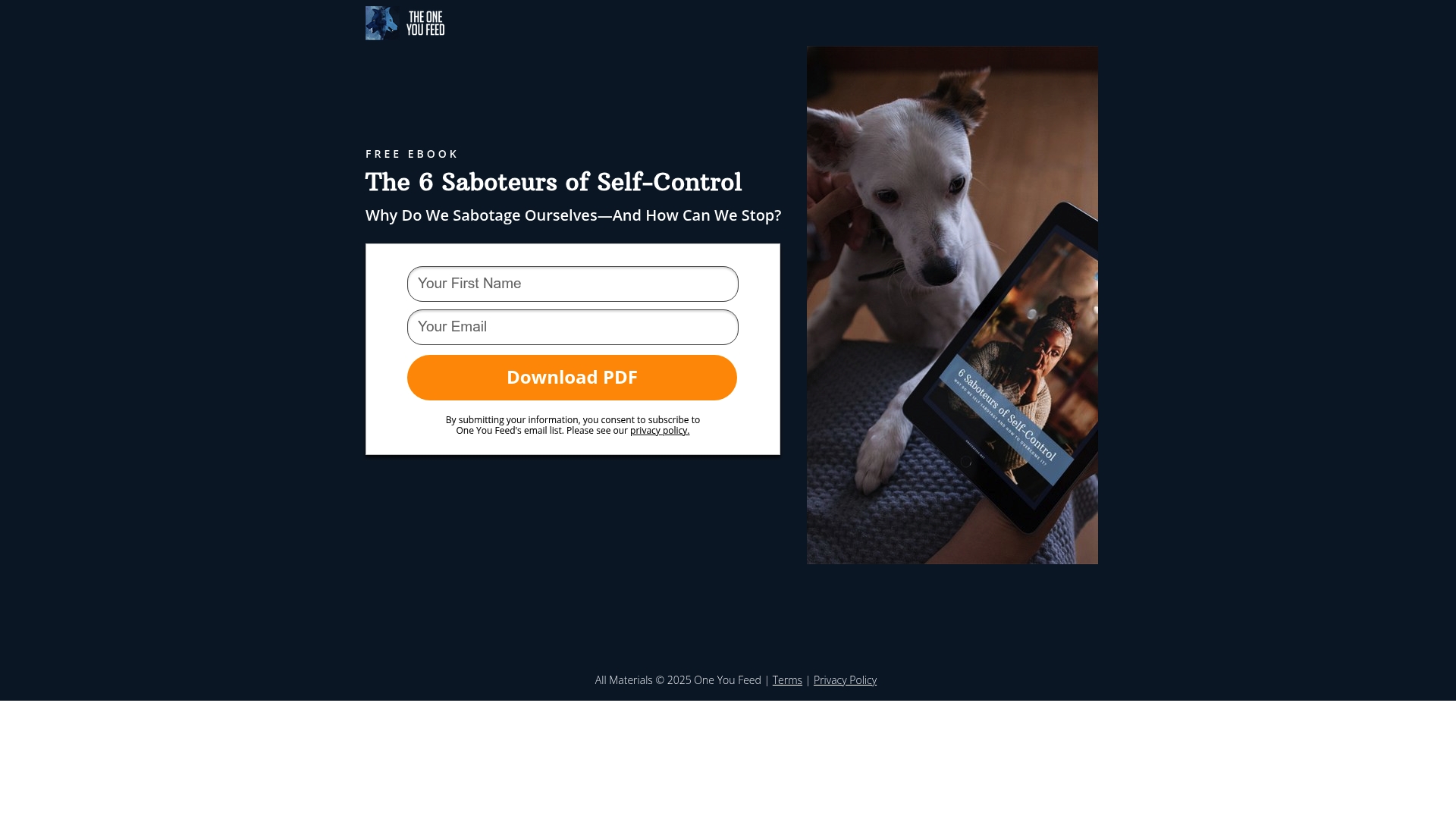 One You Feed sponsor landing page advertised on The One You Feed