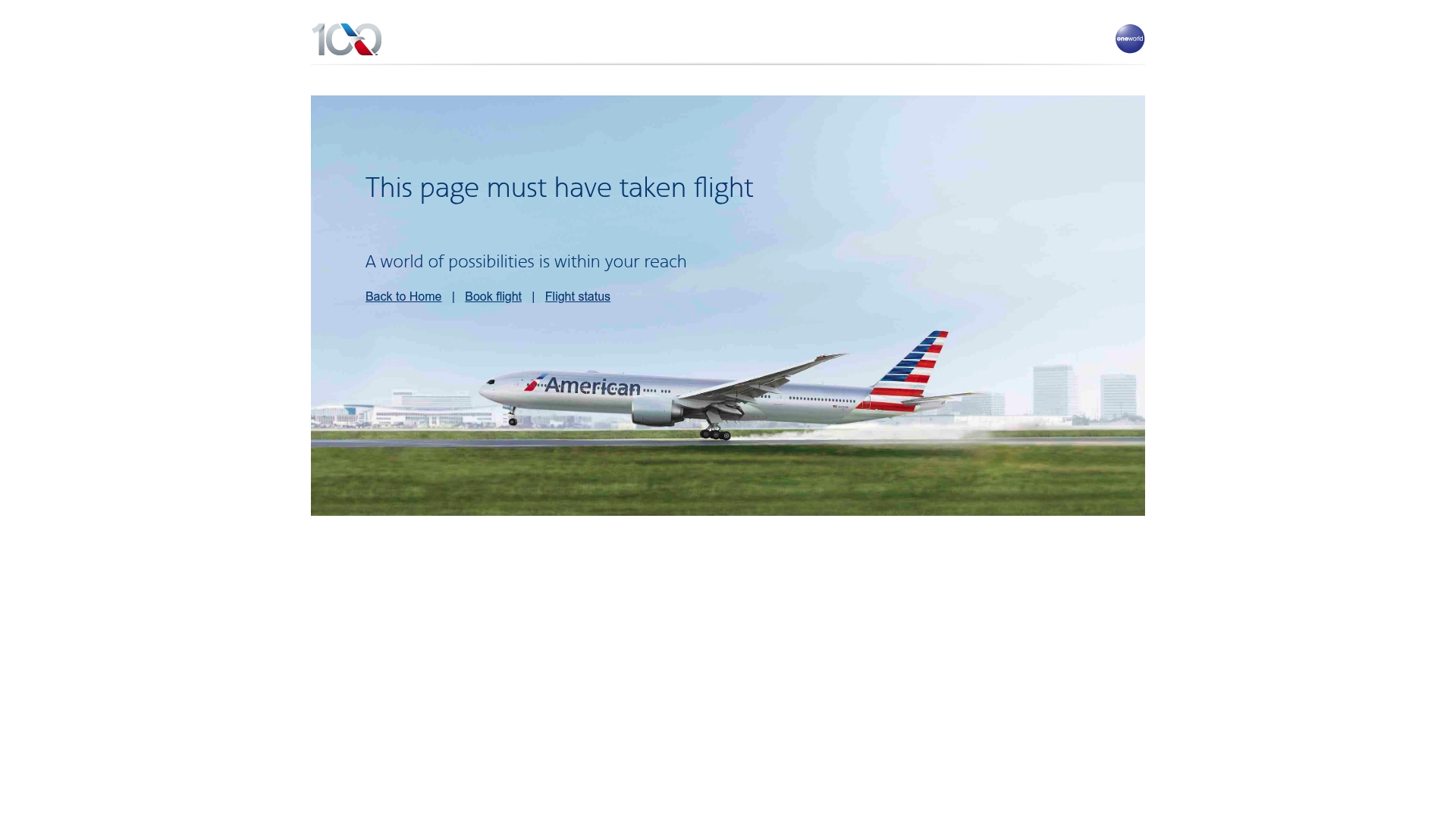 American Airlines sponsor landing page advertised on The Road of Shadows