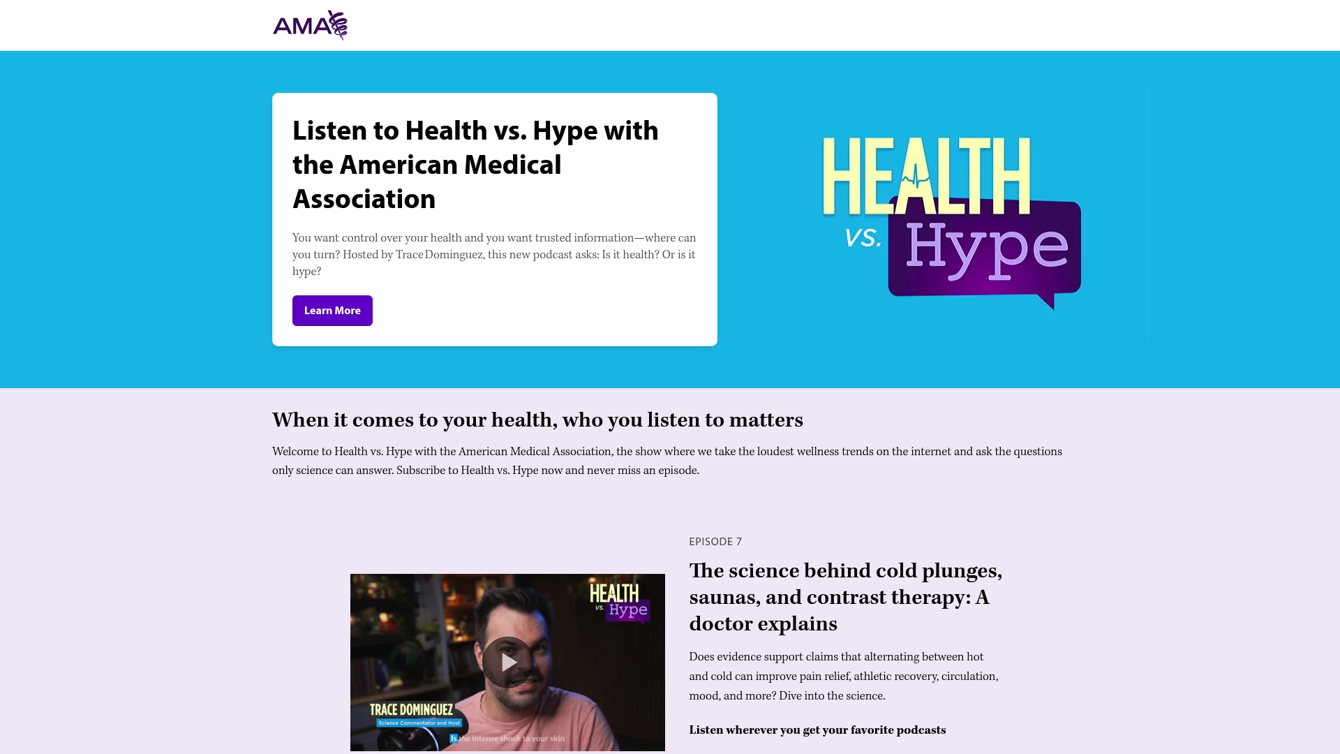 AMA Health vs Hype sponsor landing page advertised on It Could Happen Here