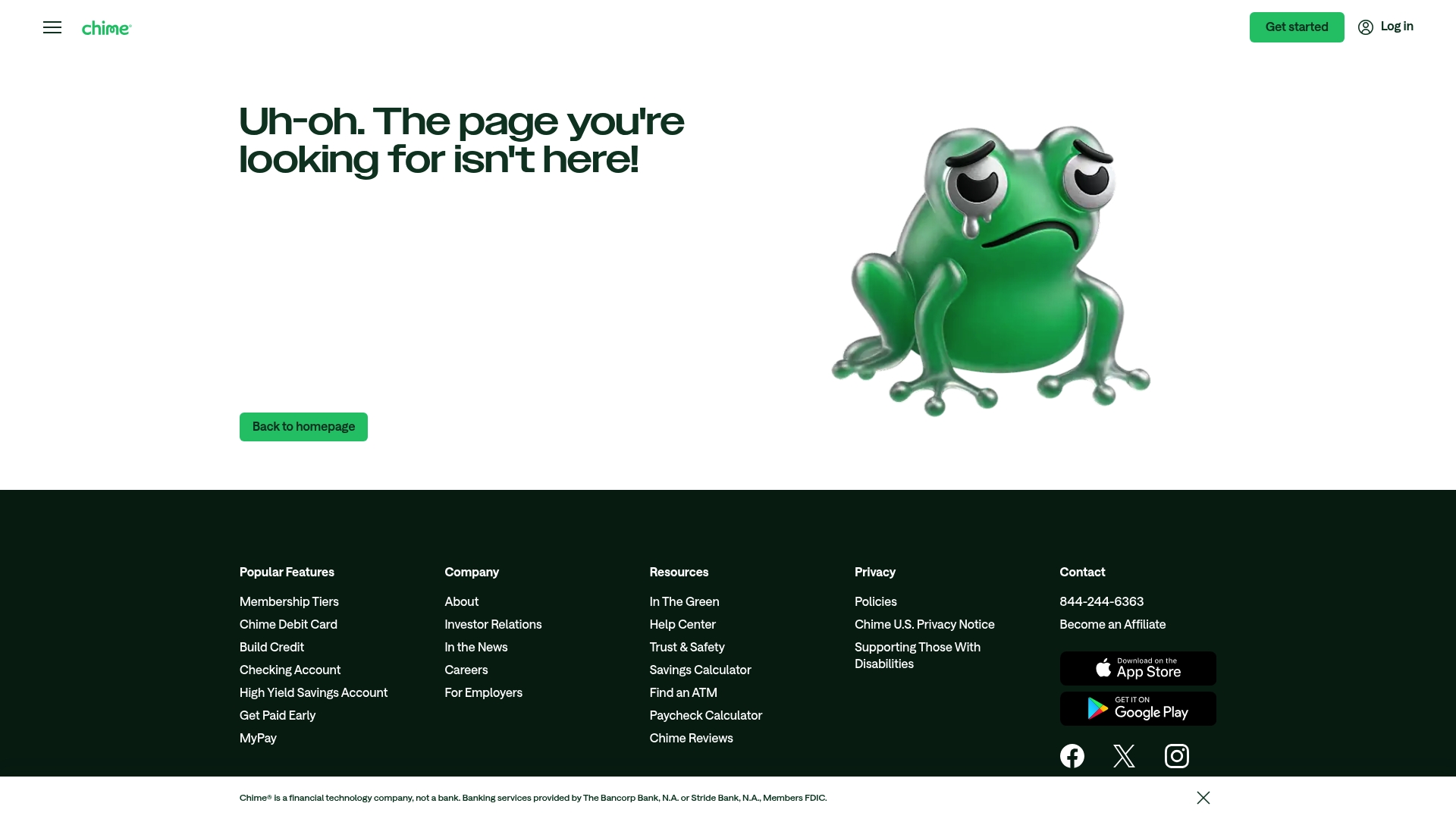 Chime sponsor landing page advertised on The Read