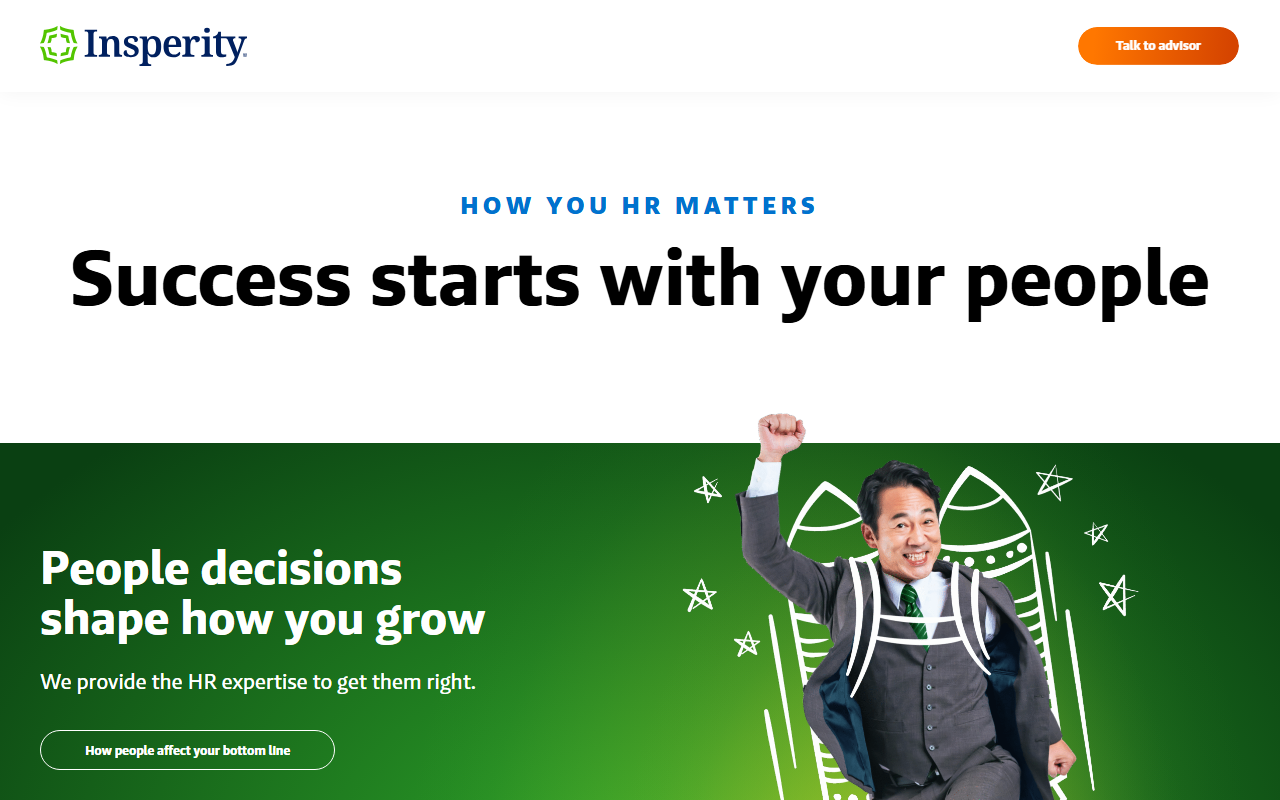 Insperity sponsor landing page advertised on Planet Money