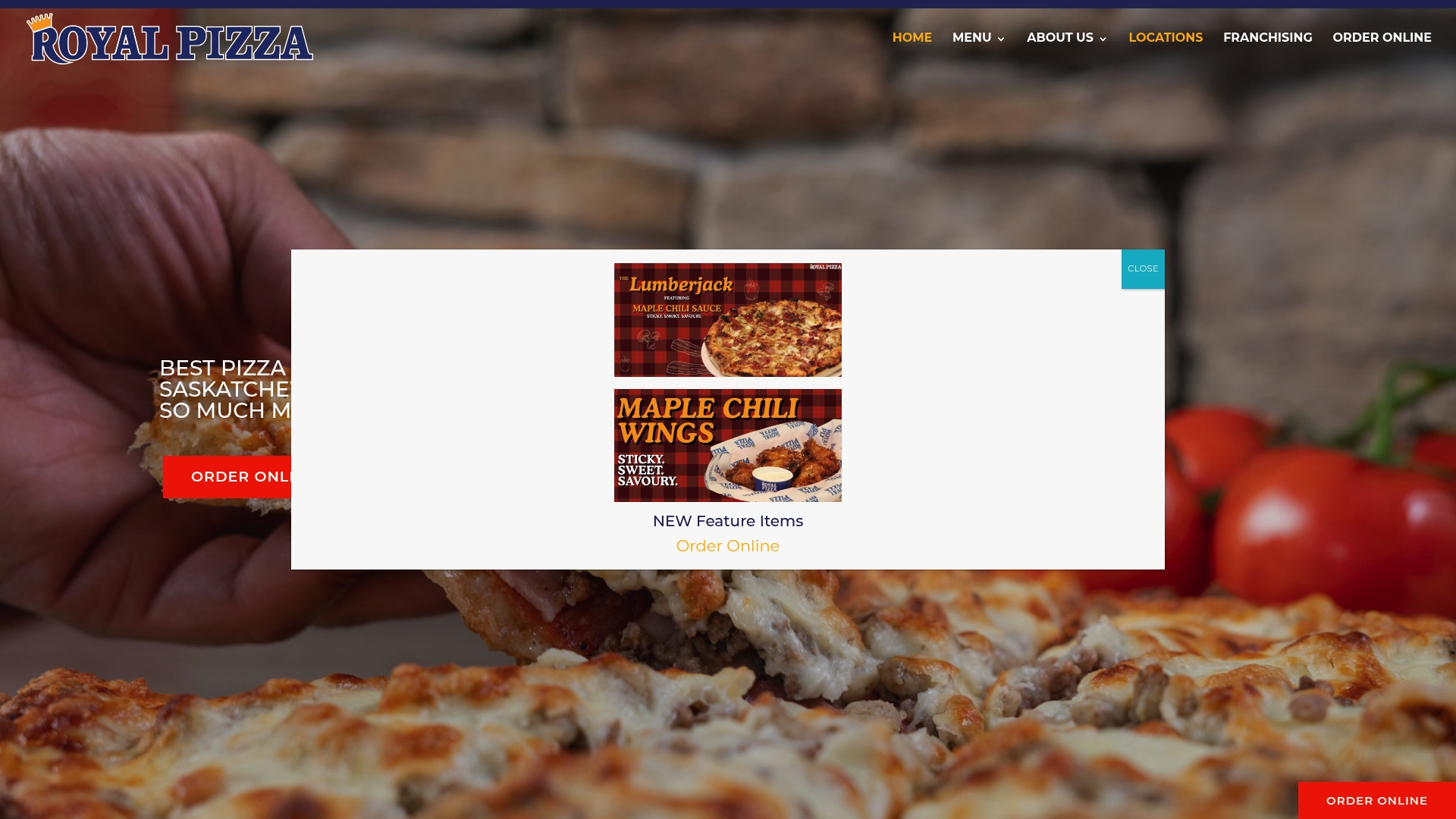 Royal Pizza sponsor landing page advertised on Oilers NOW with Bob Stauffer