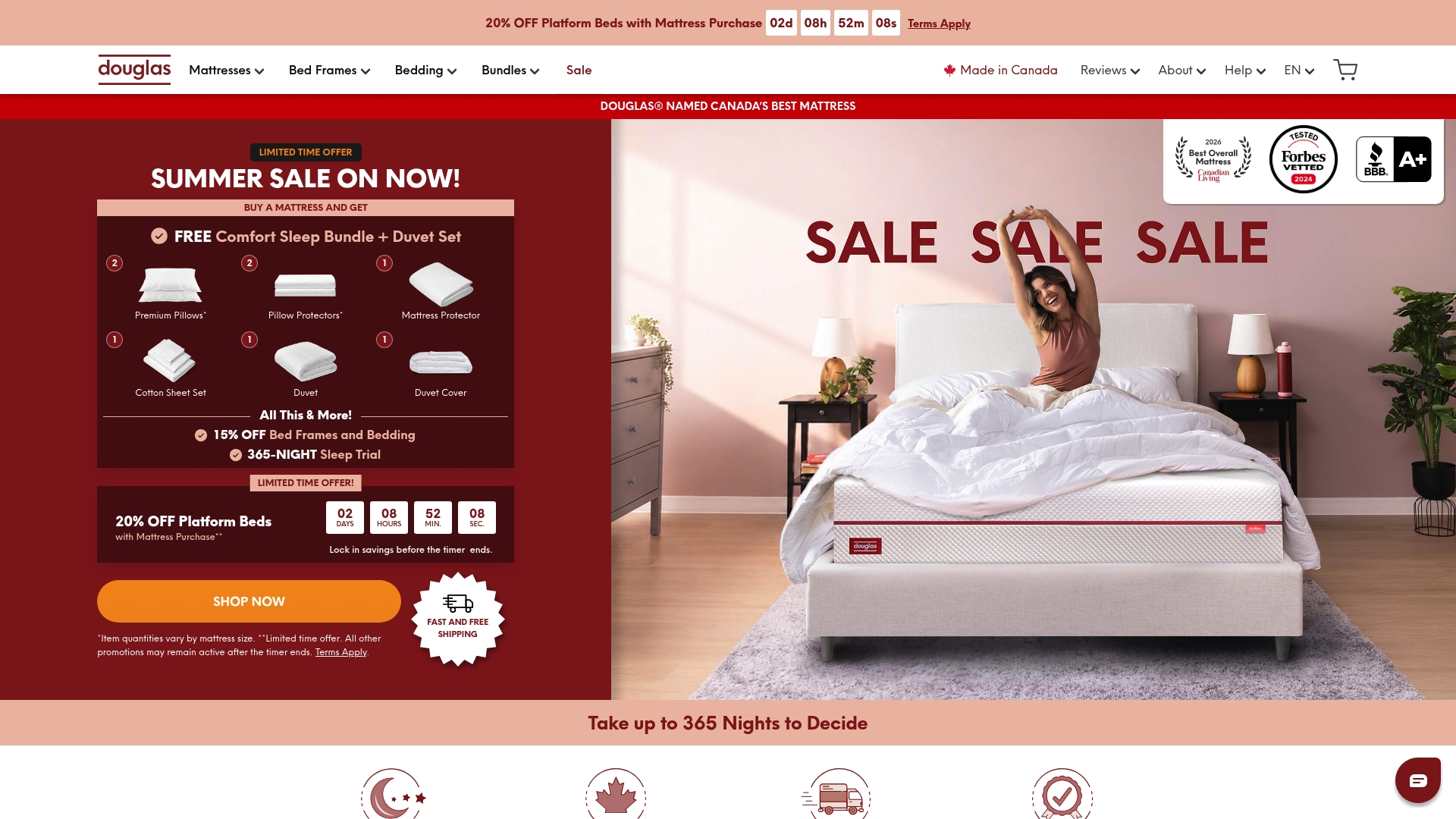 Douglas sponsor landing page advertised on CANADALAND
