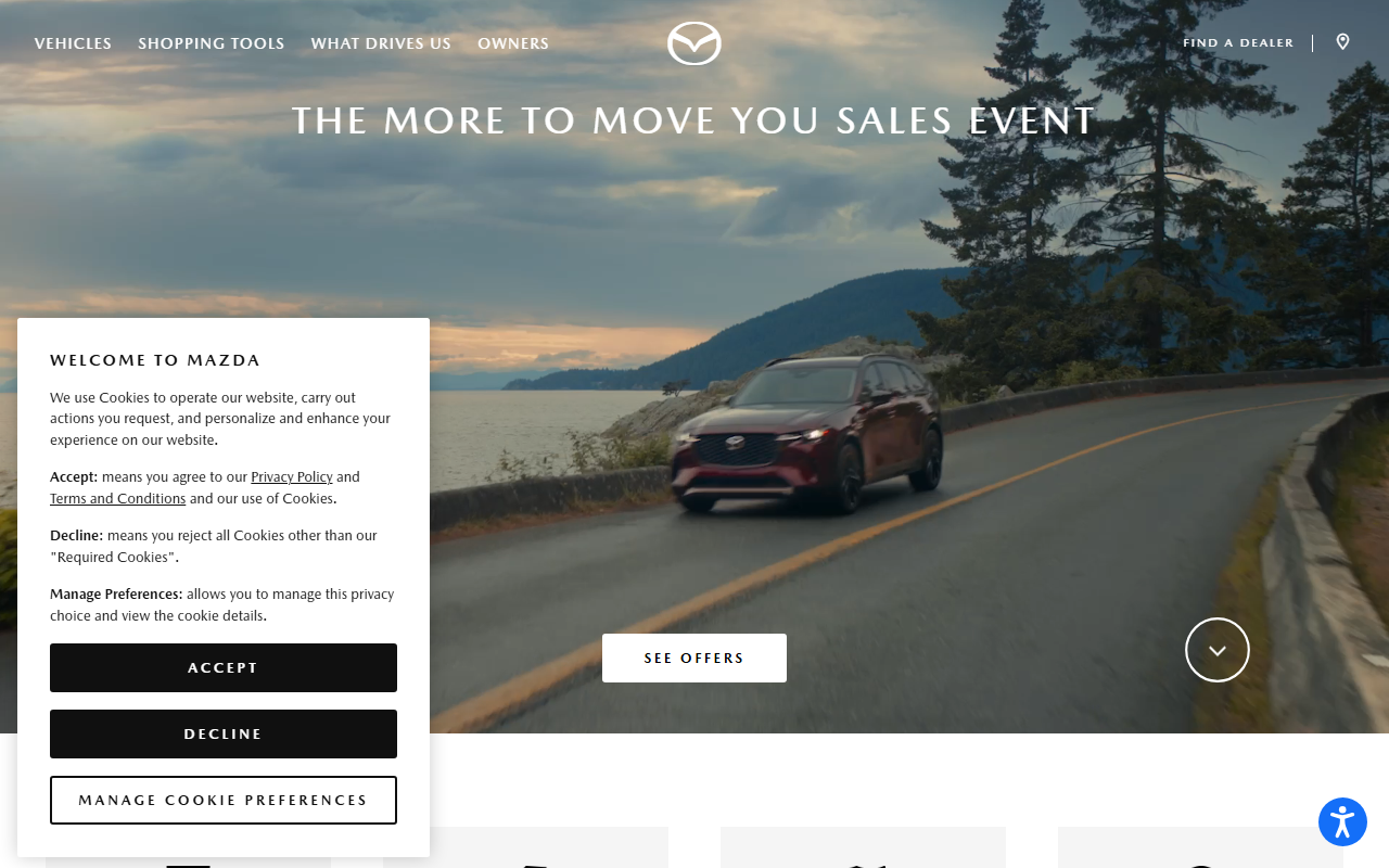 Mazda sponsor landing page advertised on CNBC's "Fast Money"