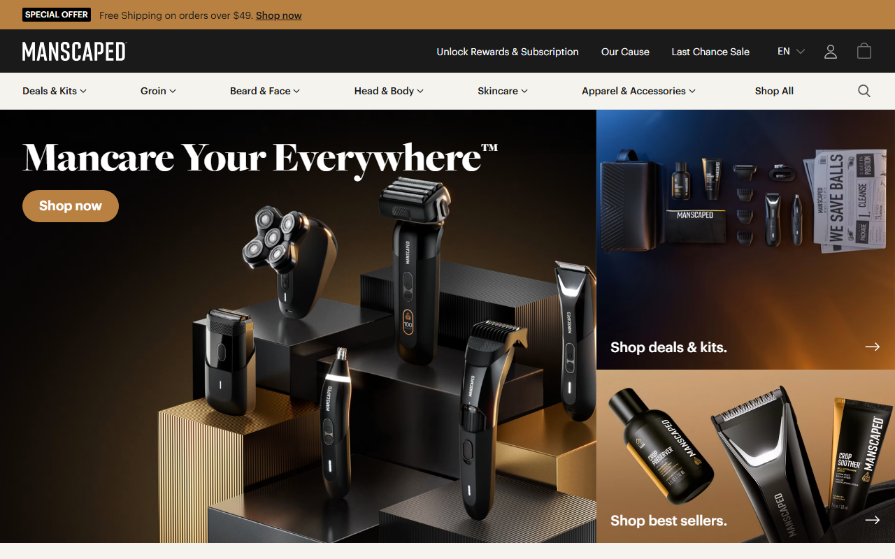 Manscaped sponsor landing page advertised on The Joe Rogan Experience