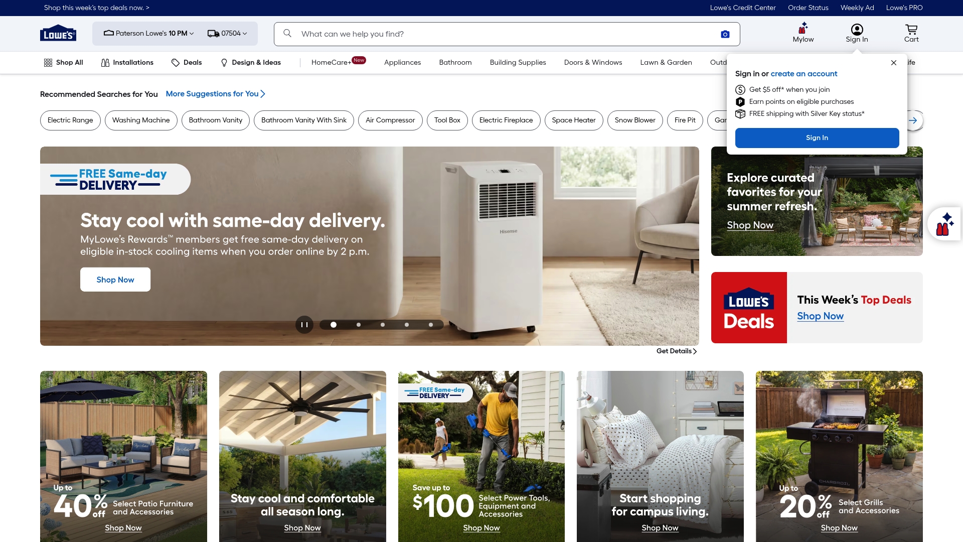 Lowe's sponsor landing page advertised on Football Ramble