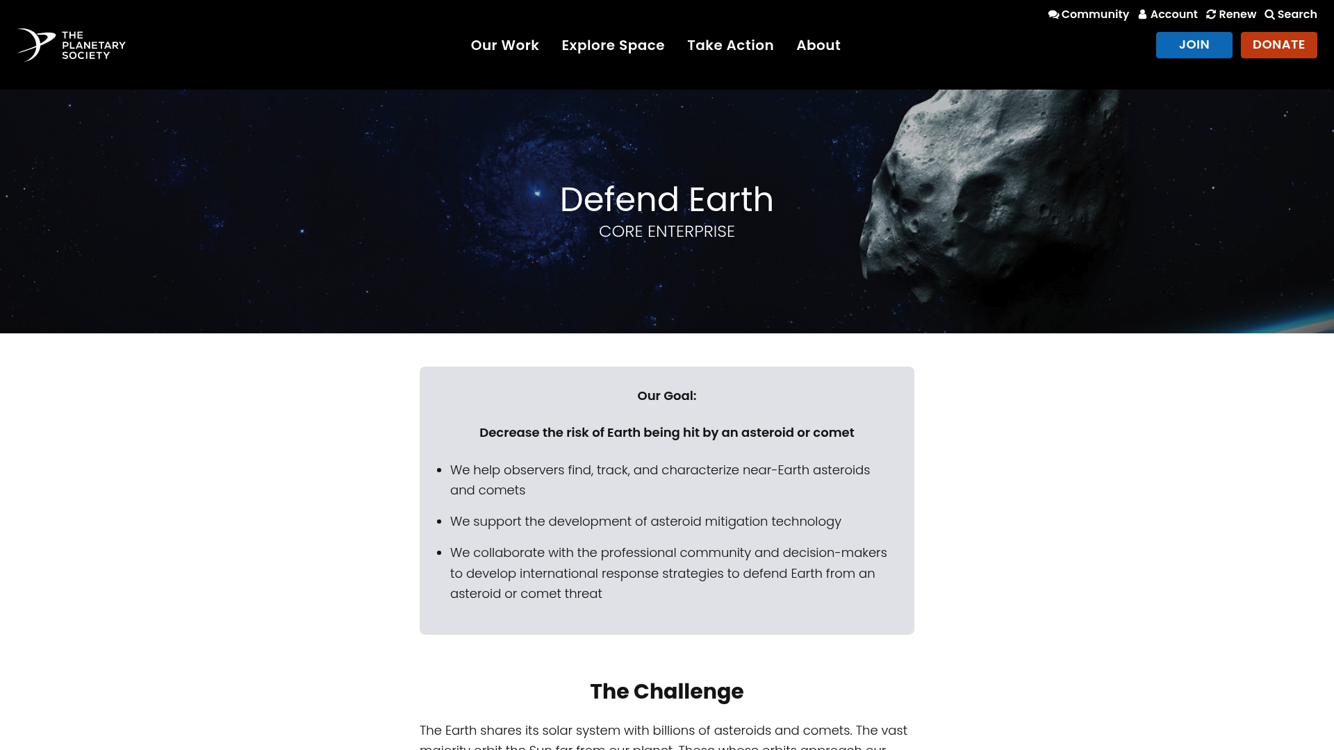 The Planetary Society sponsor landing page advertised on Planetary Radio: Space Exploration, Astronomy and Science