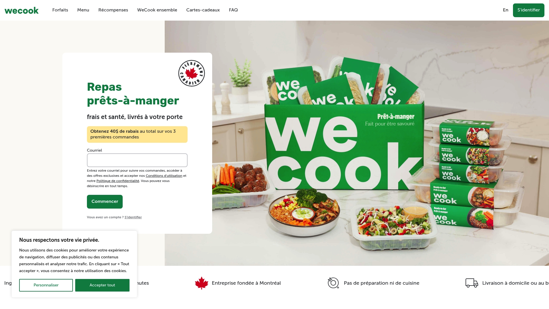 We Cook sponsor landing page advertised on Tout le monde s'haït